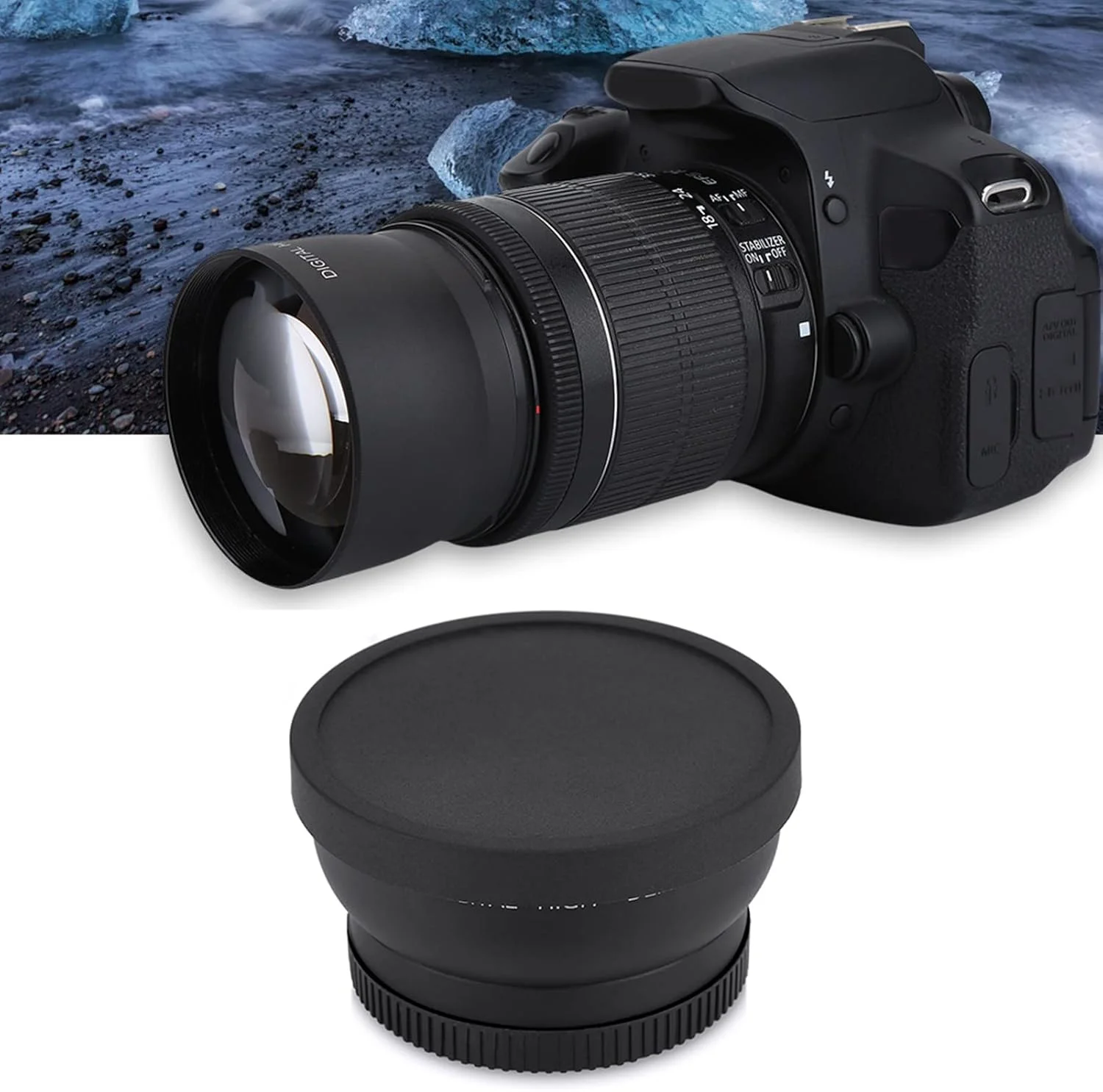 لنز زاویه باز 52 میلی‌متری 0.45X، لنز ماکرو تبدیل حرفه‌ای جهانی لنزهای رزوه دار 52 میلی‌متری لنز کلوزآپ لنز دوربین برای دوربین‌های دیجیتال DSLR