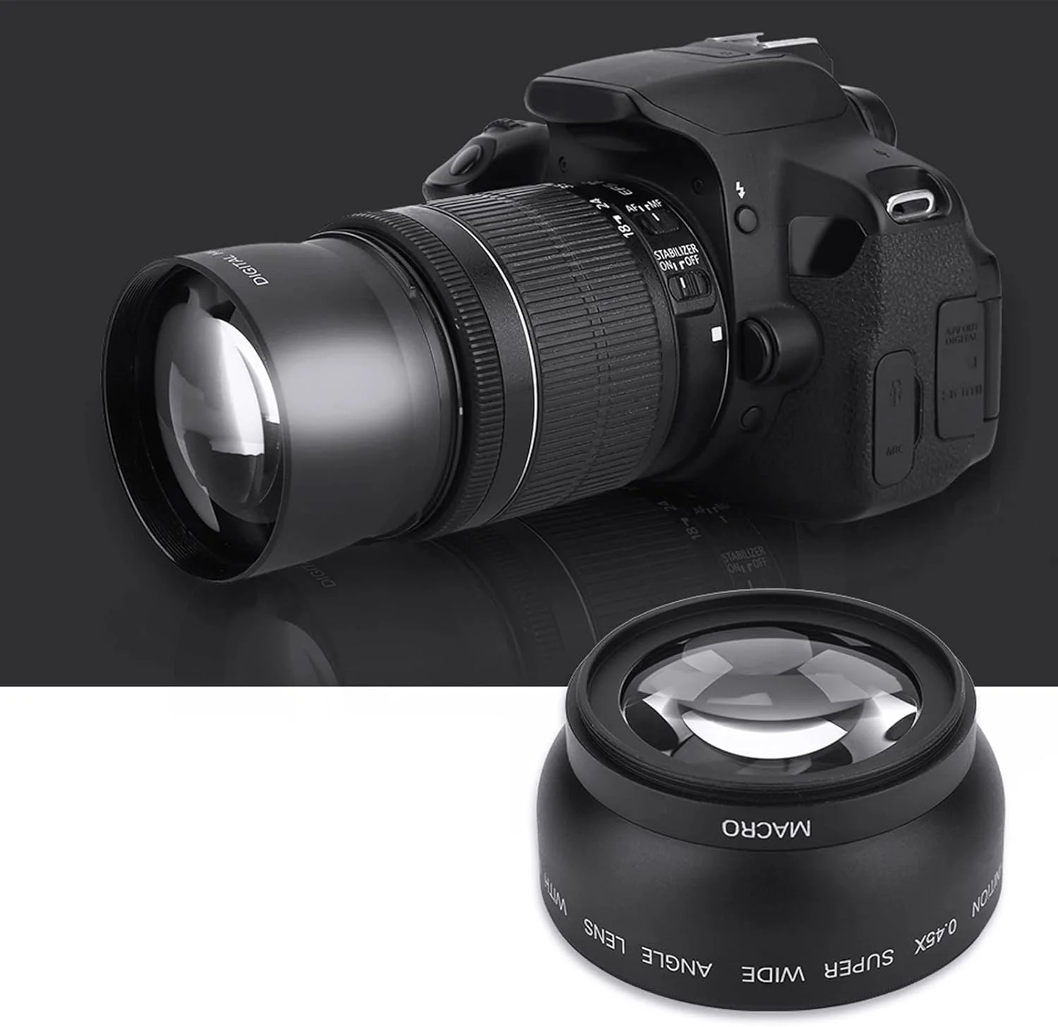 لنز زاویه باز 52 میلی‌متری 0.45X، لنز ماکرو تبدیل حرفه‌ای جهانی لنزهای رزوه دار 52 میلی‌متری لنز کلوزآپ لنز دوربین برای دوربین‌های دیجیتال DSLR