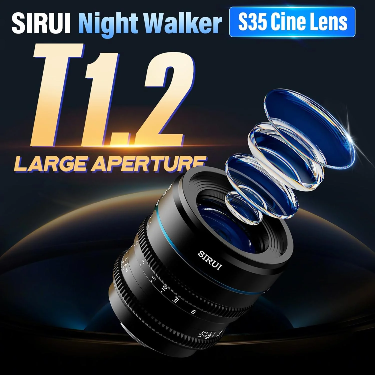لنز سینمایی 55 میلیمتری SIRUI Night Walker با دهانه باز T1.2 و فوکوس دستی، مناسب برای دوربینهای E Mount مانند FX30, ZVE-10, A6500, A6600 (مدل MS55E-B، مشکی) لنز سینمایی 55 میلیمتری SIRUI Night Walker با دهانه باز T1.2 و فوکوس دستی، مناسب برای دوربینهای E Mount مانند FX30, ZVE-10, A6500, A6600 (مدل MS55E-B، مشکی)