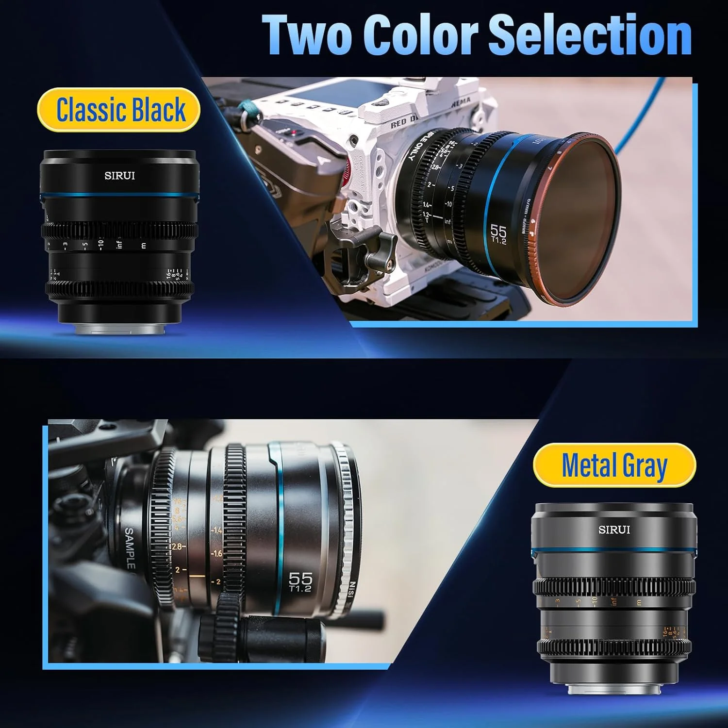 لنز سینمایی 55 میلیمتری SIRUI Night Walker با دهانه باز T1.2 و فوکوس دستی، مناسب برای دوربینهای E Mount مانند FX30, ZVE-10, A6500, A6600 (مدل MS55E-B، مشکی) لنز سینمایی 55 میلیمتری SIRUI Night Walker با دهانه باز T1.2 و فوکوس دستی، مناسب برای دوربینهای E Mount مانند FX30, ZVE-10, A6500, A6600 (مدل MS55E-B، مشکی)