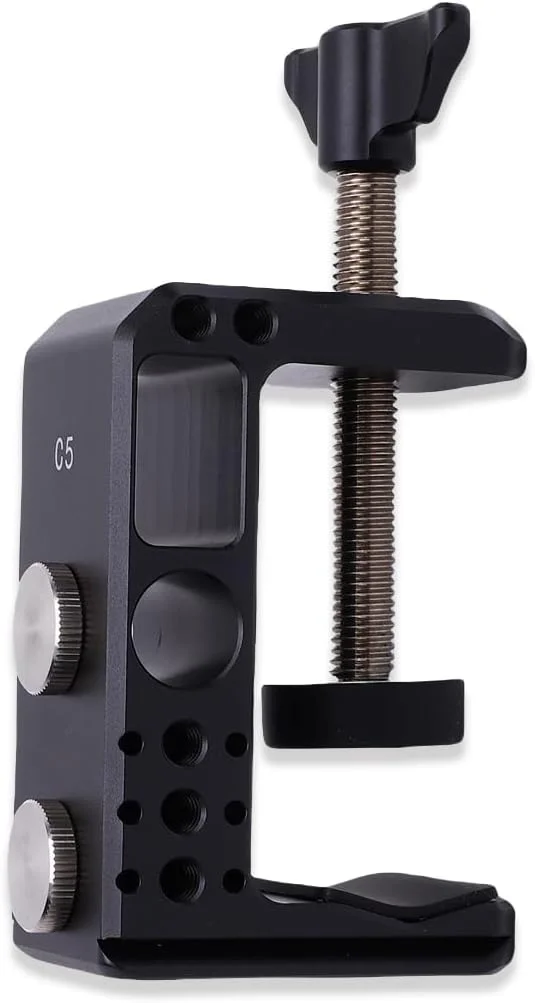 نگهدارنده دوربین گیره ای C با پایه رهاسازی سریع 38 میلی متری، گیره عکاسی آلیاژ آلومینیوم با سوراخ های 1/4 اینچ و 3/8 اینچ برای سه پایه نور DSLR