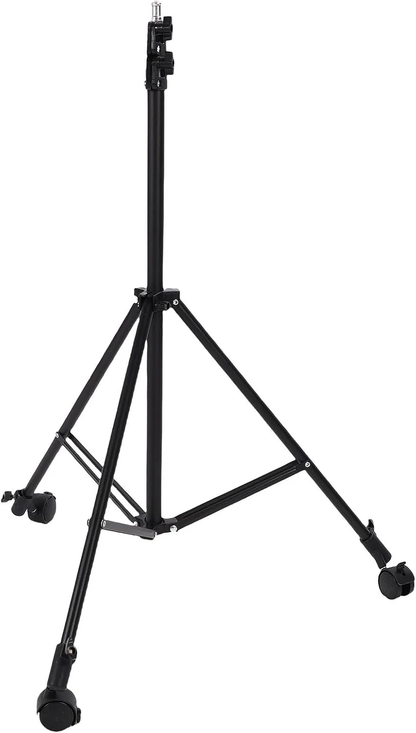 پایه نور قابل تنظیم عکاسی، سه پایه تلسکوپی فلزی 2.1 متری با چرخ، سه پایه نورپردازی استودیویی قابل حمل برای نور فلاش سافت باکس دوربین