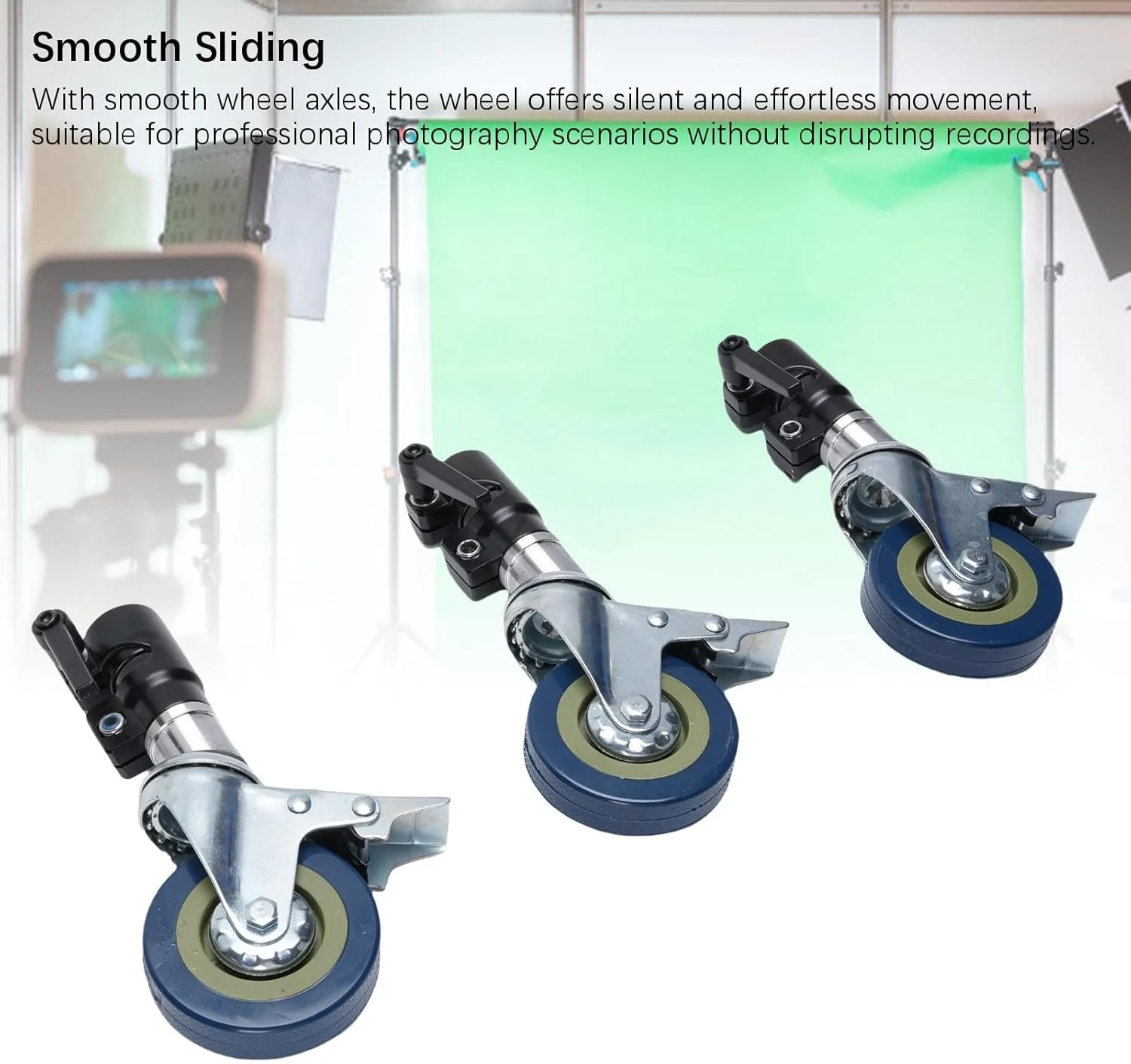 3 عدد چرخ پایه نورپردازی عکاسی با قفل ترمز، لغزش بی صدای فلزی 360 درجه، برای پایه 25 میلی متری