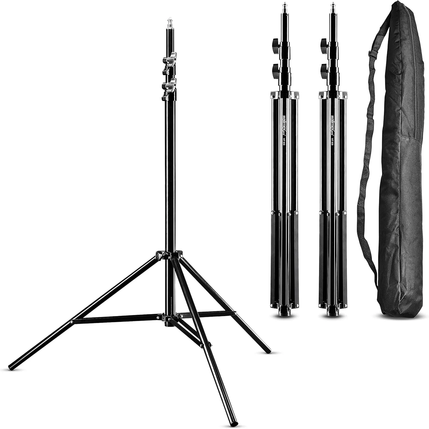 مجموعه ۳ عددی پایه نور والیمکس پرو WT-806 (دارای سیستم فنری میرایی، حداکثر ارتفاع ۲۵۶ سانتی متر، ظرفیت بارگیری ۶ کیلوگرم، قابل تنظیم، ساخته شده از آلومینیوم، برای عکاسی استودیویی موبایل سافت باکس رفلکتور بوم) به همراه کیف مجموعه ۳ عددی پایه نور والیمکس پرو WT-806 (دارای سیستم فنری میرایی، حداکثر ارتفاع ۲۵۶ سانتی متر، ظرفیت بارگیری ۶ کیلوگرم، قابل تنظیم، ساخته شده از آلومینیوم، برای عکاسی استودیویی موبایل سافت باکس رفلکتور بوم) به همراه کیف