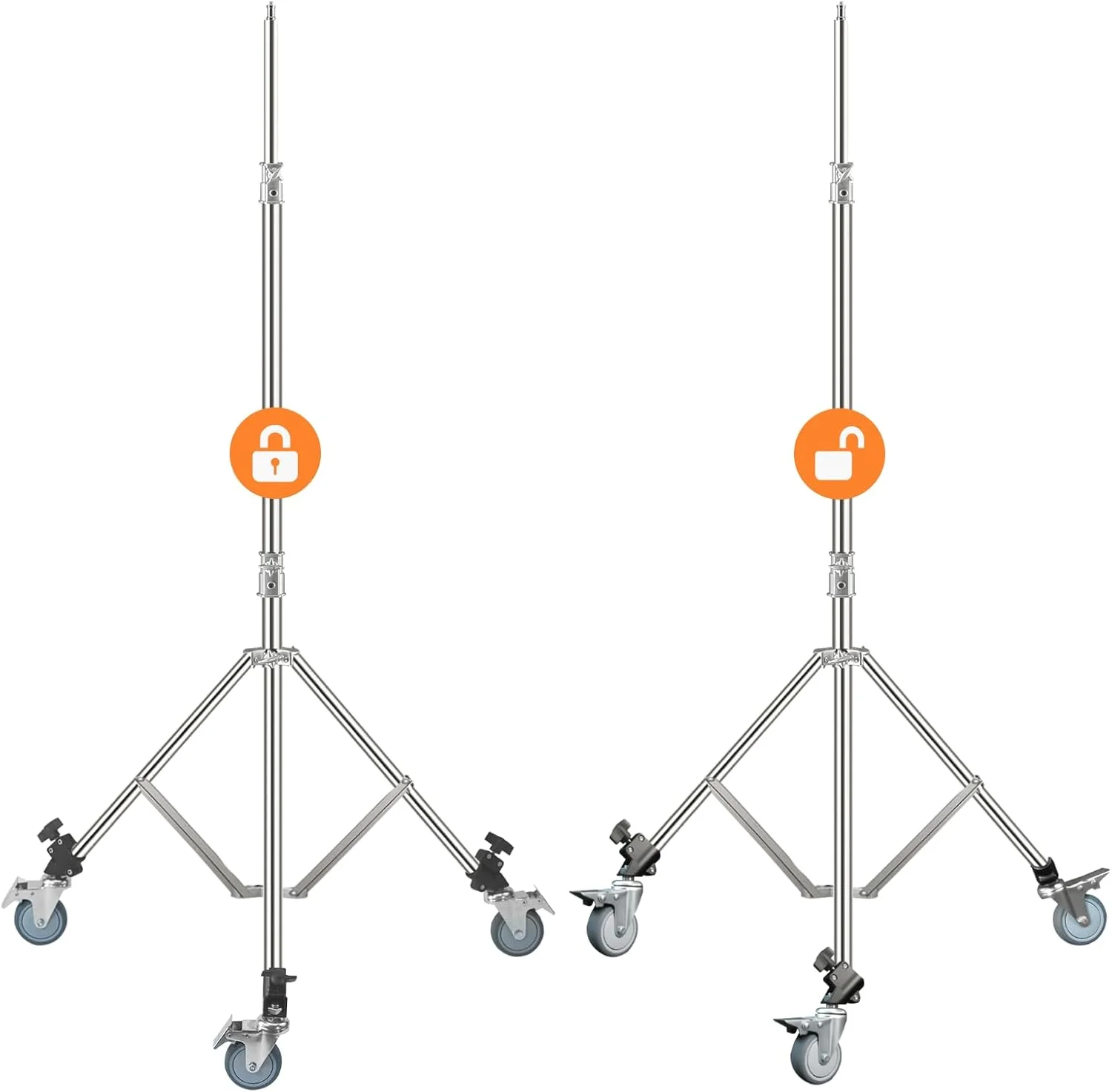 ست سه تایی چرخ های چرخشی حرفه ای پایه نور Wellmaking، ساختار فلزی بادوام و پایه لاستیکی، برای عکاسی استودیویی و فیلمبرداری