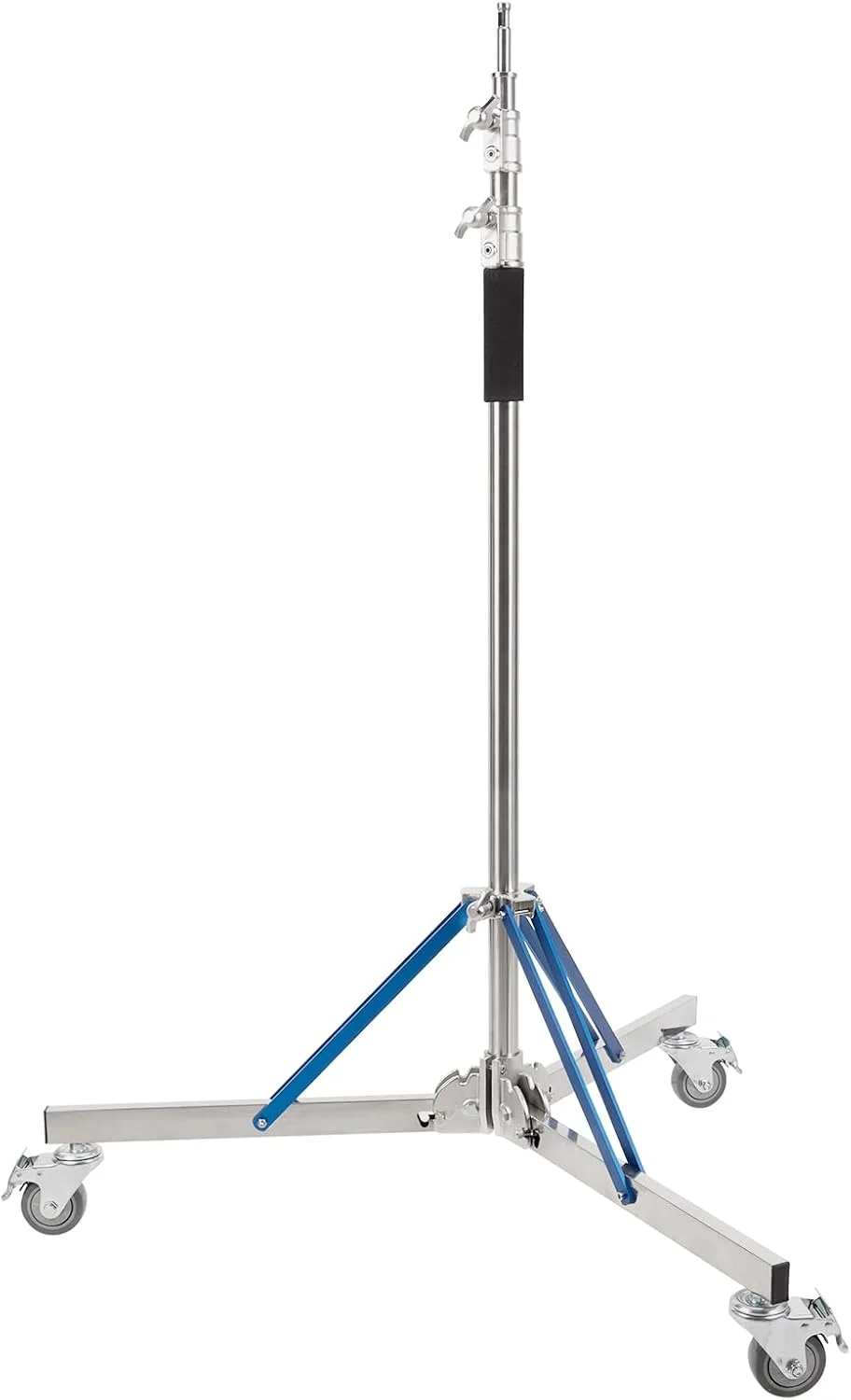 پایه نور سنگین با چرخ - پایه نور قابل تنظیم 320 سانتی متری با فولاد ضد زنگ، پایداری و تحرک بالا، مناسب برای نور استروب، سافت باکس و رفلکتور