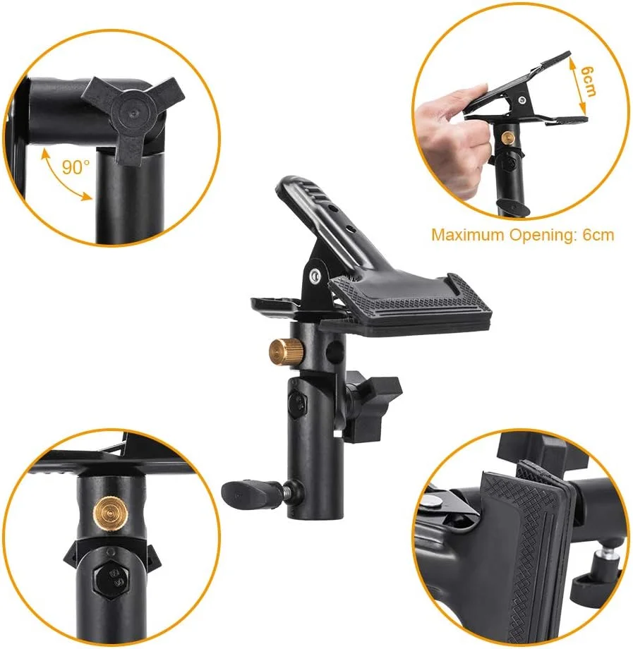 گیره نگهدارنده رفلکتور UTEBIT، بسته 2 عددی، گیره فلزی سنگین با سوراخ چتر عکاسی و پیچ مادگی 1/4 اینچ به 3/8 اینچ برای پس زمینه های استودیوی عکس، پایه نور، رفلکتورها گیره نگهدارنده رفلکتور UTEBIT، بسته 2 عددی، گیره فلزی سنگین با سوراخ چتر عکاسی و پیچ مادگی 1/4 اینچ به 3/8 اینچ برای پس زمینه های استودیوی عکس، پایه نور، رفلکتورها