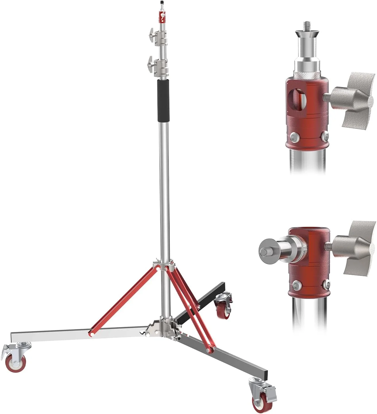 پایه نور سنگین تیکرز برای عکاسی: حداکثر تحمل وزن 30 کیلوگرم - LS12 با ارتفاع 3.15 متر، سه پایه استیل ضد زنگ قابل تنظیم با پیچ جهانی 1/4 اینچ به 3/8 اینچ، به همراه کیف حمل برای سافت باکس و استروب