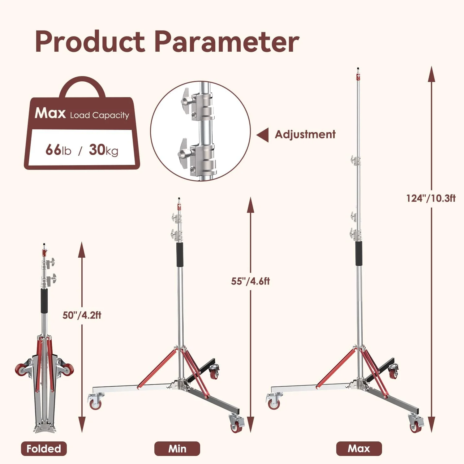 پایه نور سنگین تیکرز برای عکاسی: حداکثر تحمل وزن 30 کیلوگرم - LS12 با ارتفاع 3.15 متر، سه پایه استیل ضد زنگ قابل تنظیم با پیچ جهانی 1/4 اینچ به 3/8 اینچ، به همراه کیف حمل برای سافت باکس و استروب پایه نور سنگین تیکرز برای عکاسی: حداکثر تحمل وزن 30 کیلوگرم - LS12 با ارتفاع 3.15 متر، سه پایه استیل ضد زنگ قابل تنظیم با پیچ جهانی 1/4 اینچ به 3/8 اینچ، به همراه کیف حمل برای سافت باکس و استروب