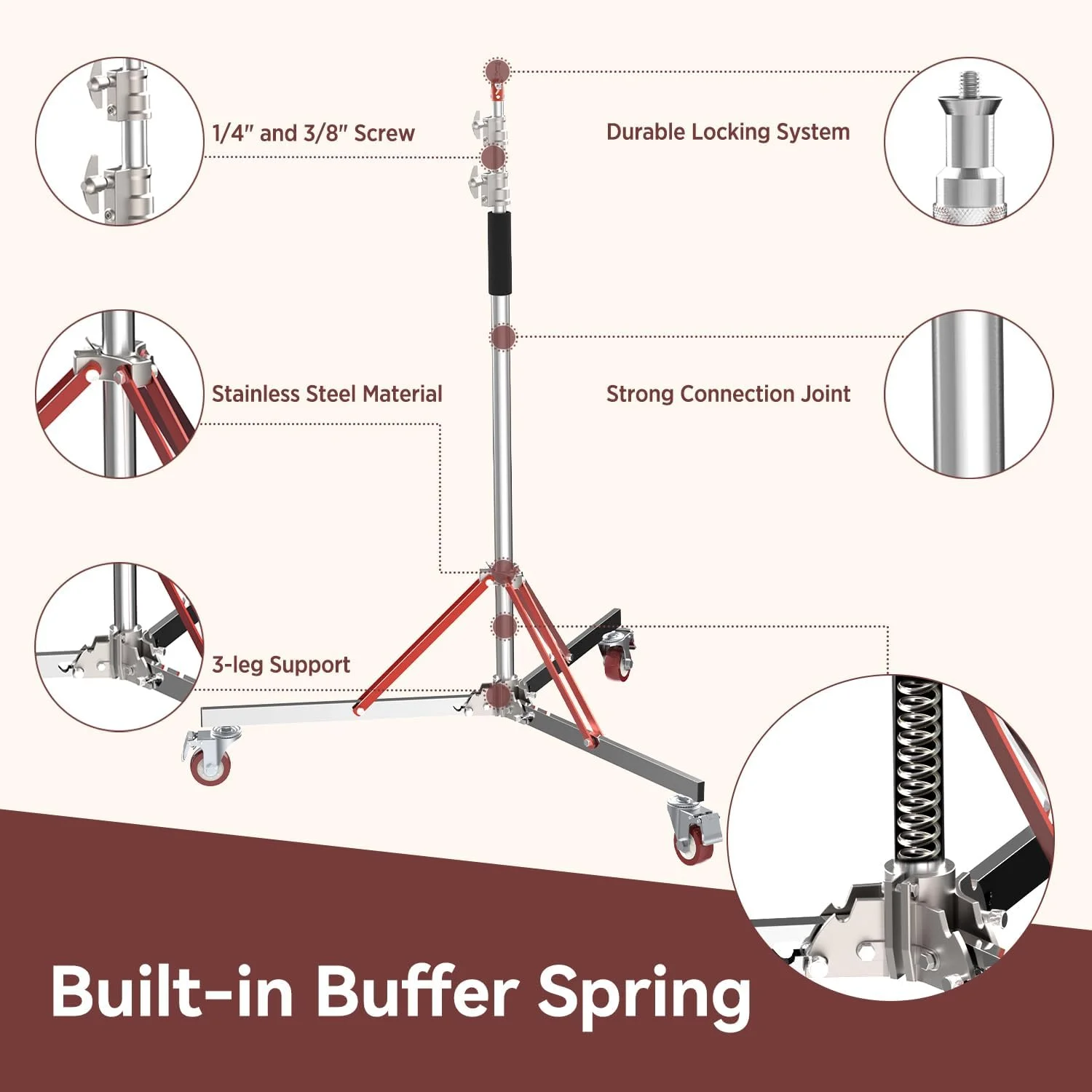 پایه نور سنگین تیکرز برای عکاسی: حداکثر تحمل وزن 30 کیلوگرم - LS12 با ارتفاع 3.15 متر، سه پایه استیل ضد زنگ قابل تنظیم با پیچ جهانی 1/4 اینچ به 3/8 اینچ، به همراه کیف حمل برای سافت باکس و استروب پایه نور سنگین تیکرز برای عکاسی: حداکثر تحمل وزن 30 کیلوگرم - LS12 با ارتفاع 3.15 متر، سه پایه استیل ضد زنگ قابل تنظیم با پیچ جهانی 1/4 اینچ به 3/8 اینچ، به همراه کیف حمل برای سافت باکس و استروب