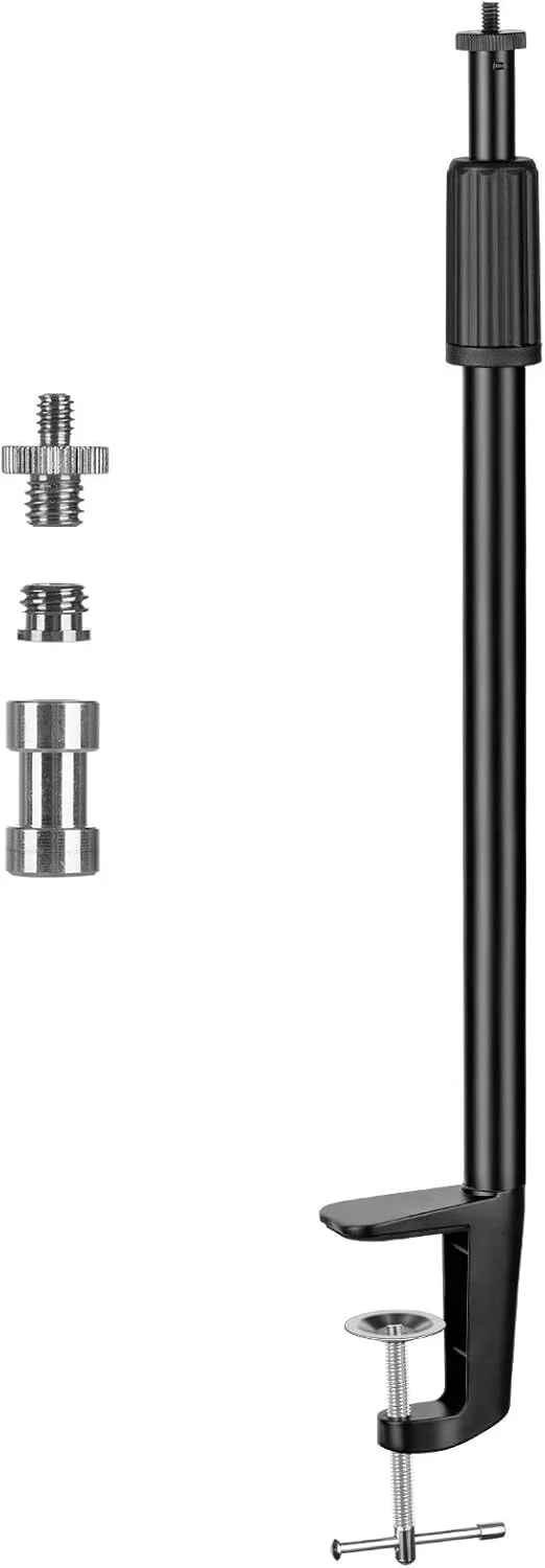 پایه نور رومیزی TARION با گیره - مونوپاد نورپردازی فلزی قابل تنظیم 35-63 سانتیمتری با پیچ 1/4 و آداپتورهای پیچ 1/4 به 3/8 برای پخش زنده، فیلمبرداری و عکاسی (S) پایه نور رومیزی TARION با گیره - مونوپاد نورپردازی فلزی قابل تنظیم 35-63 سانتیمتری با پیچ 1/4 و آداپتورهای پیچ 1/4 به 3/8 برای پخش زنده، فیلمبرداری و عکاسی (S)
