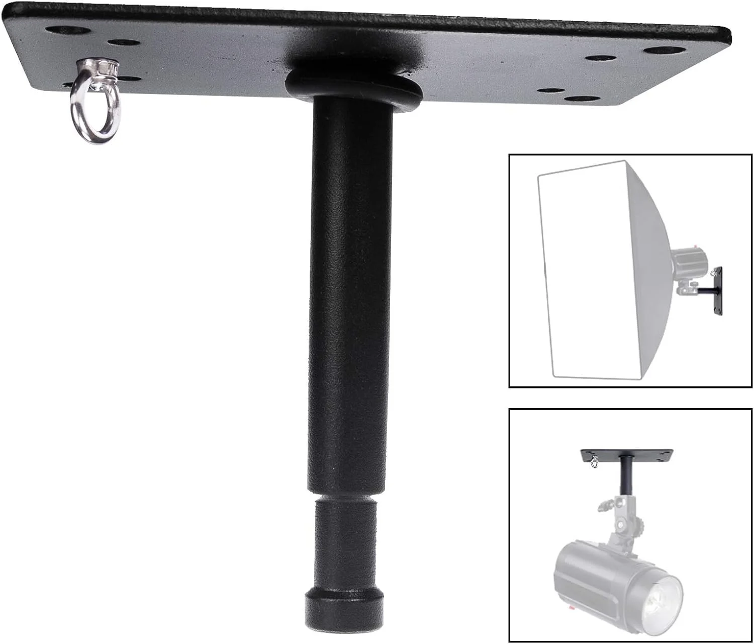 صفحه فلزی نورپردازی استودیویی، قابل نصب روی دیوار و سقف، پایه نور کوچک 11 سانتی متری، نگهدارنده پایه نور فلزی، براکت اسپیدلایت سه پایه سقفی برای نور استودیویی فلاش