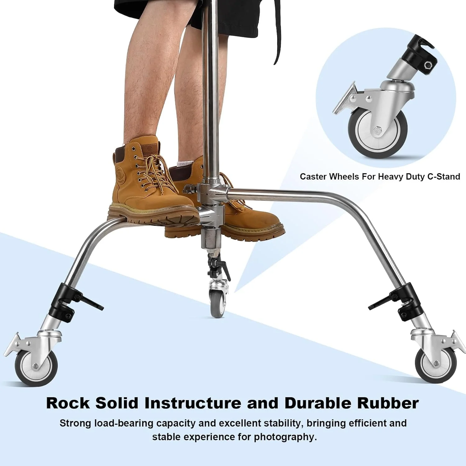 کیت 3 عددی چرخ های گردان حرفه ای Soonpho برای پایه نور عکاسی با قطر 25 میلی متر، ساختار فلزی بادوام و پایه لاستیکی برای استودیو/فرش/کف لخت/چوبی/مرمری (مشکی)