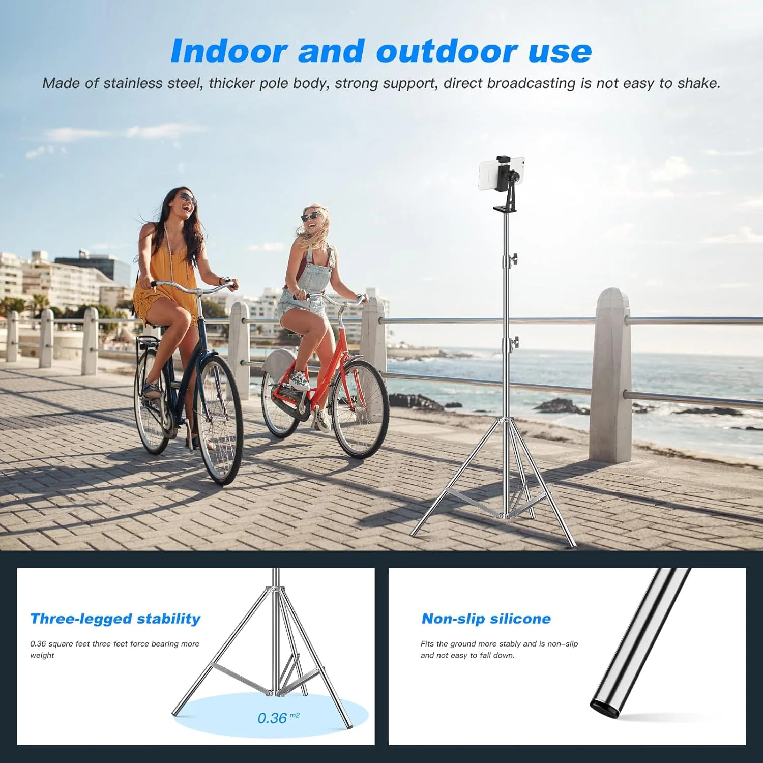 پایه نور عکاسی استیل Soonpho مدل SN-210، ارتفاع 200 سانتی متر، با پیچ استاندارد 1/4 اینچ، قفل S، سه پایه نور قابل حمل، حداکثر تحمل وزن 2 کیلوگرم، مناسب برای نور ویدئو، فلاش و رفلکتور