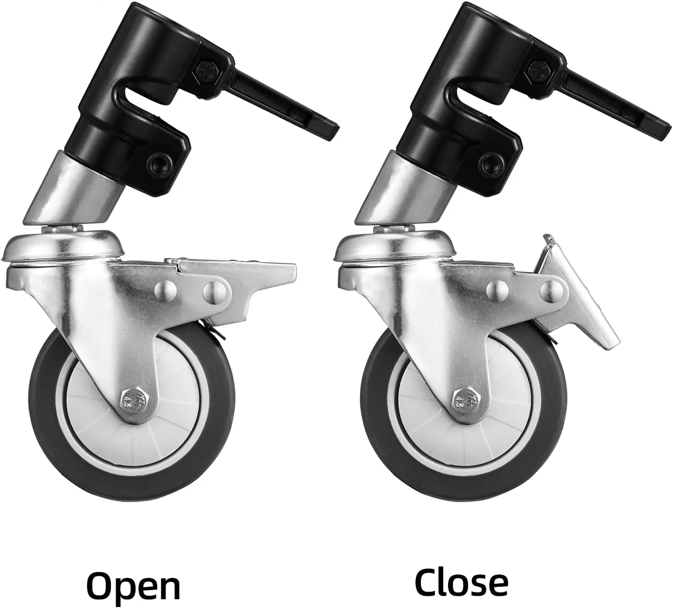 چرخ‌های گردان حرفه‌ای Soonpho برای پایه C سنگین (بسته 3 عددی)، کیت چرخ‌های غلتکی پایه C عکاسی تمام آلیاژ آلومینیوم با ترمز، کیت چرخ پایه جادویی با پایه لاستیکی