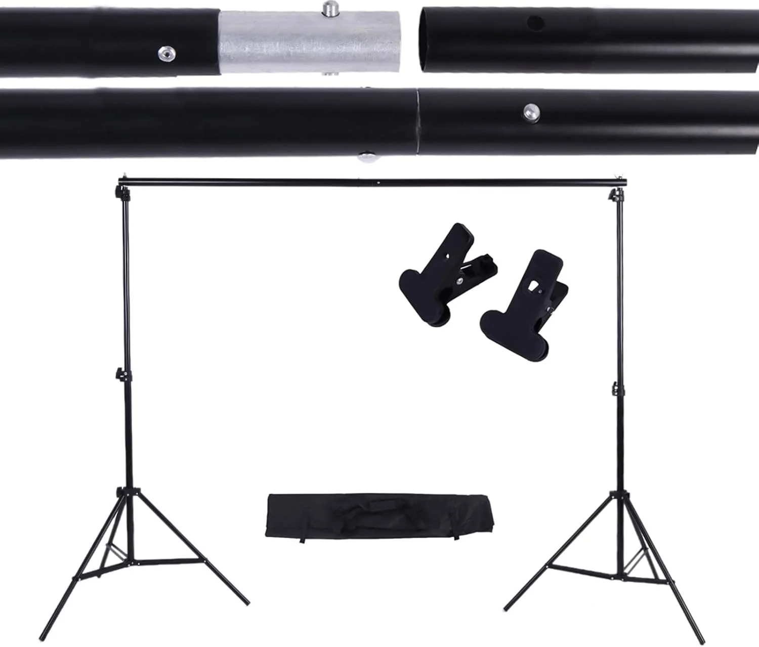 پایه نورپردازی عکاسی SIXRUN، پایه نگهدارنده پس زمینه قابل تنظیم، میله اتصال پس زمینه عکس، با دندانه های گیره متحرک برای نگه داشتن نور