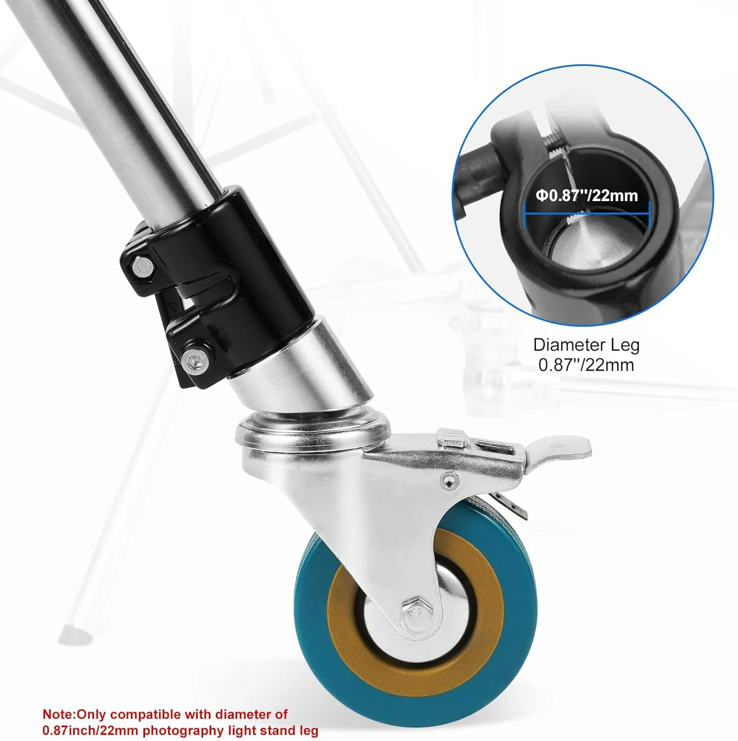ست چرخ پایه نور Selens با قطر 22 میلی‌متر، 3 عددی، چرخ‌های سنگین پایه C عکاسی با ترمز برای فیلمبرداری و استودیو عکس