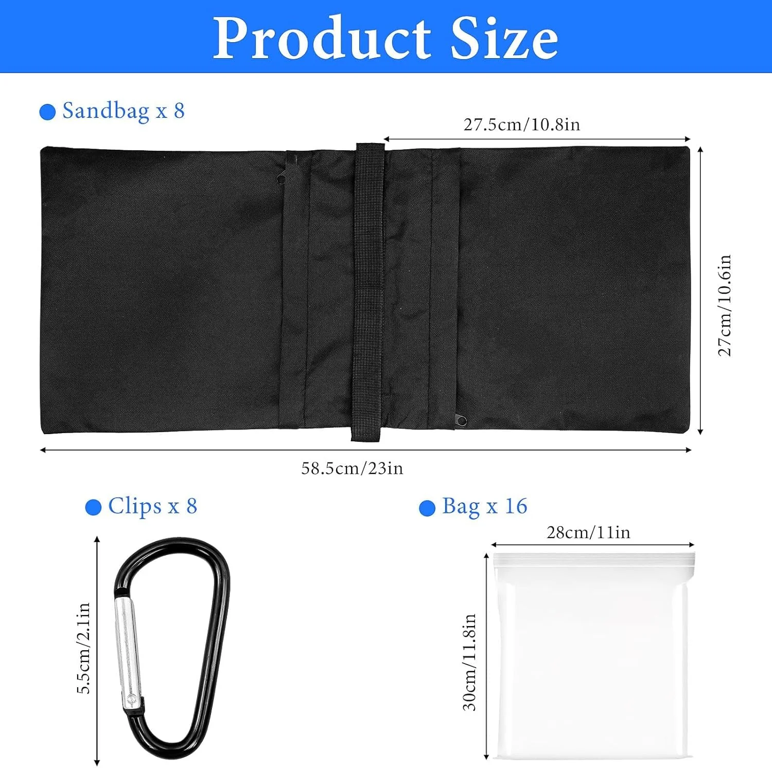 کیسه شن برای وزنه، بسته 8 عددی کیسه وزنه شنی برای پایه نور تجهیزات فیلمبرداری عکاسی، خورجین سنگین برای پایه پس زمینه، سه پایه، سایبان، چادر، پایه چتر، میز پیک نیک - مشکی