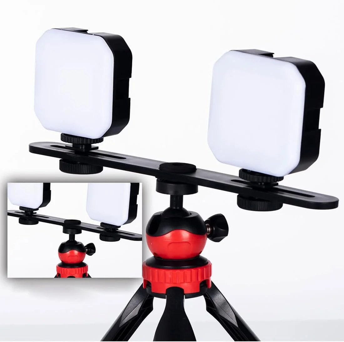 پایه نگهدارنده دوگانه نور سلفی به همراه سه پایه و پیچ 1/4 اینچی، میله توسعه نورهای ویدیویی دوم برای گیره، پنل نور پرکننده، فلاش دوربین، DSLR، روشنایی دو برابر، ضبط زنده تلفن، ولاگینگ (بسته 2 عددی) پایه نگهدارنده دوگانه نور سلفی به همراه سه پایه و پیچ 1/4 اینچی، میله توسعه نورهای ویدیویی دوم برای گیره، پنل نور پرکننده، فلاش دوربین، DSLR، روشنایی دو برابر، ضبط زنده تلفن، ولاگینگ (بسته 2 عددی)