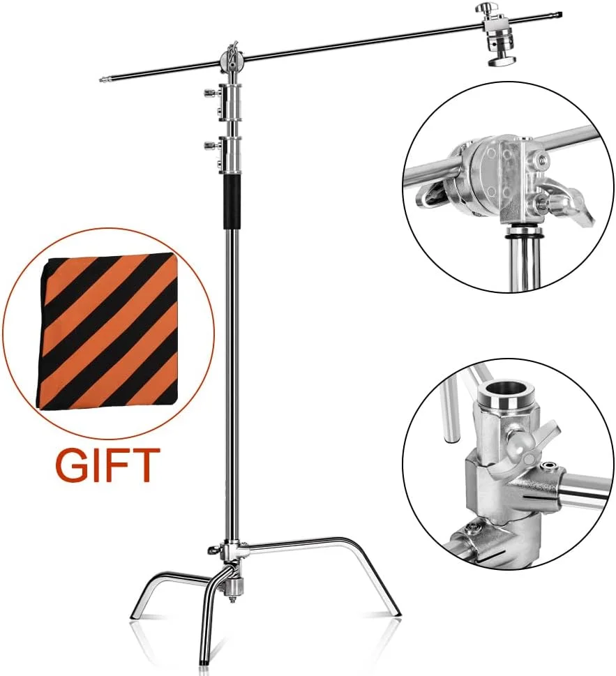 پایه C حرفه ای عکاسی با بازوی بوم آلیاژ آلومینیوم، ظرفیت بار 20 کیلوگرم، حداکثر ارتفاع 330 سانتی متر، پایه های تاشو برای فلاش استودیویی، رفلکتورها و سافت باکس پایه C حرفه ای عکاسی با بازوی بوم آلیاژ آلومینیوم، ظرفیت بار 20 کیلوگرم، حداکثر ارتفاع 330 سانتی متر، پایه های تاشو برای فلاش استودیویی، رفلکتورها و سافت باکس