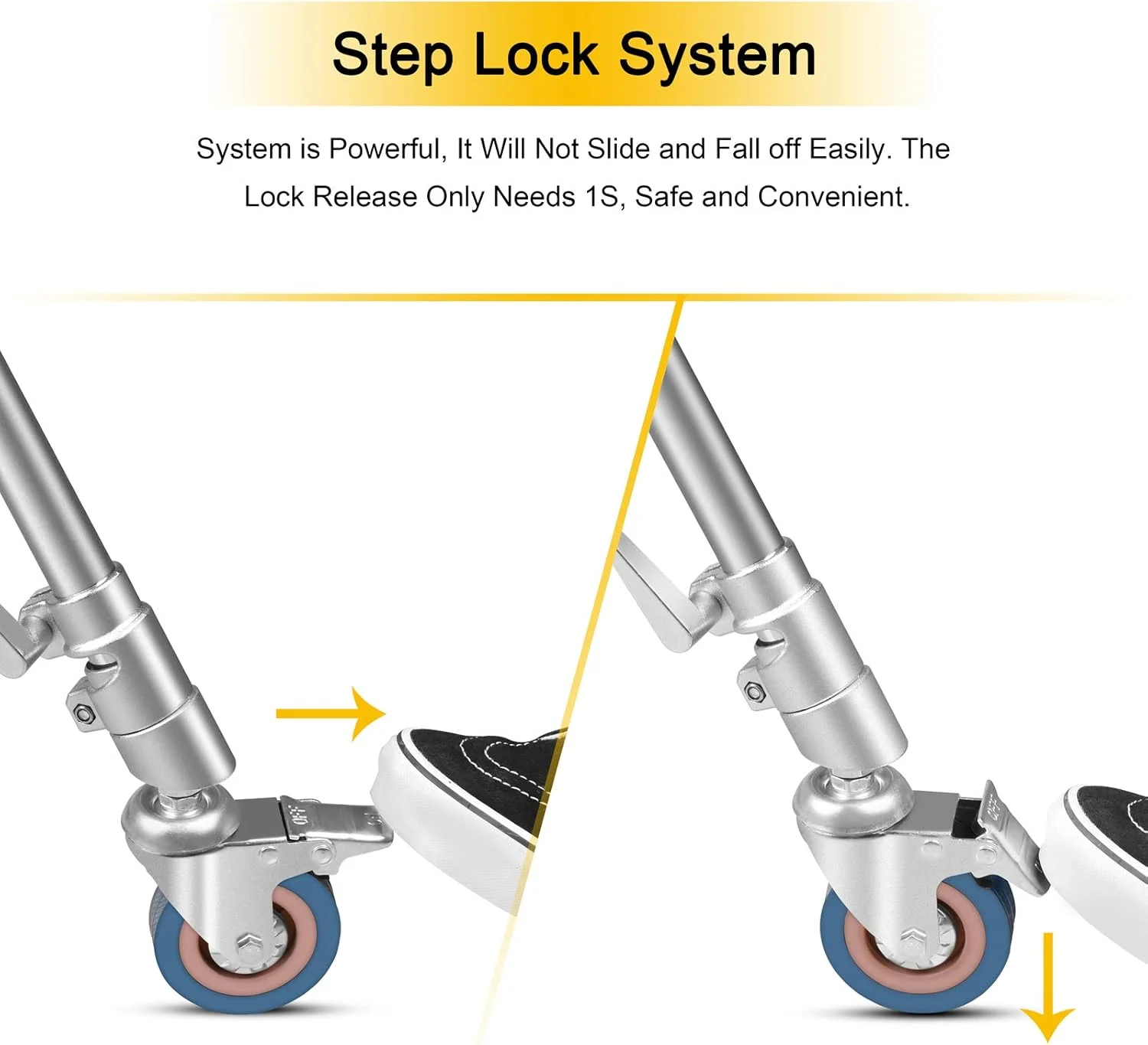 ست ۳ عددی چرخ های گردان حرفه ای Emart با قطر ۷۵ میلی متر، چرخ های فلزی لاستیکی متحرک پایه C با ترمز برای عکاسی استودیویی، چرخ پایه سه پایه تاشو