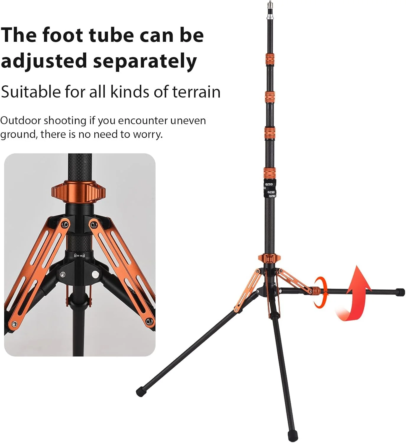 پایه سه پایه فیبر کربنی قابل حمل برای نورپردازی عکاسی، 5 بخش قابل تنظیم، ظرفیت بار 5 کیلوگرم، با ستون مرکزی جداشدنی، پیچ 1/4 اینچ و 3/8 اینچ برای سافت باکس بازتابنده ویدیویی LED پایه سه پایه فیبر کربنی قابل حمل برای نورپردازی عکاسی، 5 بخش قابل تنظیم، ظرفیت بار 5 کیلوگرم، با ستون مرکزی جداشدنی، پیچ 1/4 اینچ و 3/8 اینچ برای سافت باکس بازتابنده ویدیویی LED