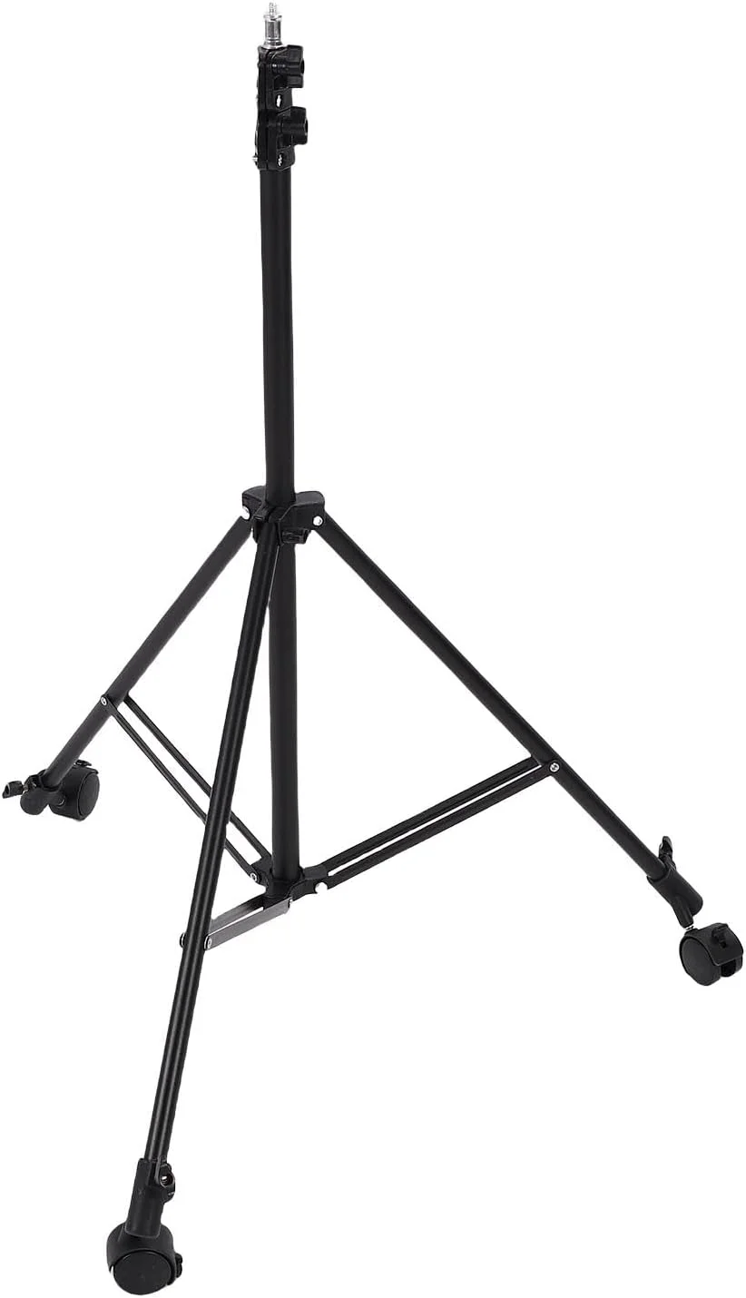 پایه نور سه پایه با چرخ، پایه نور تاشو عکاسی با چرخ، پایه چرخ دار قابل تنظیم عکاسی برای سافت باکس استودیویی، مونو لایت، رفلکتور