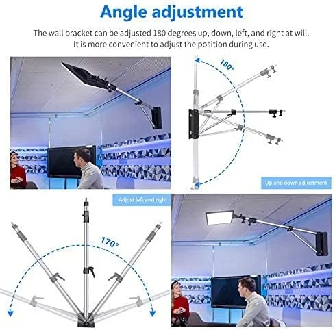 بازوی بوم دیواری VTS با پایه مثلثی برای استودیوی عکاسی، استودیوی فیلمبرداری، نور استروب، مونو لایت، سافت باکس، چتر، رفلکتور (فلز آلومینیوم - بسته 2 عددی)