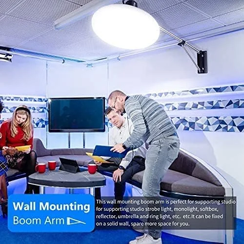 بازوی بوم دیواری VTS با پایه مثلثی برای استودیوی عکاسی، استودیوی فیلمبرداری، نور استروب، مونو لایت، سافت باکس، چتر، رفلکتور (فلز آلومینیوم - بسته 2 عددی)