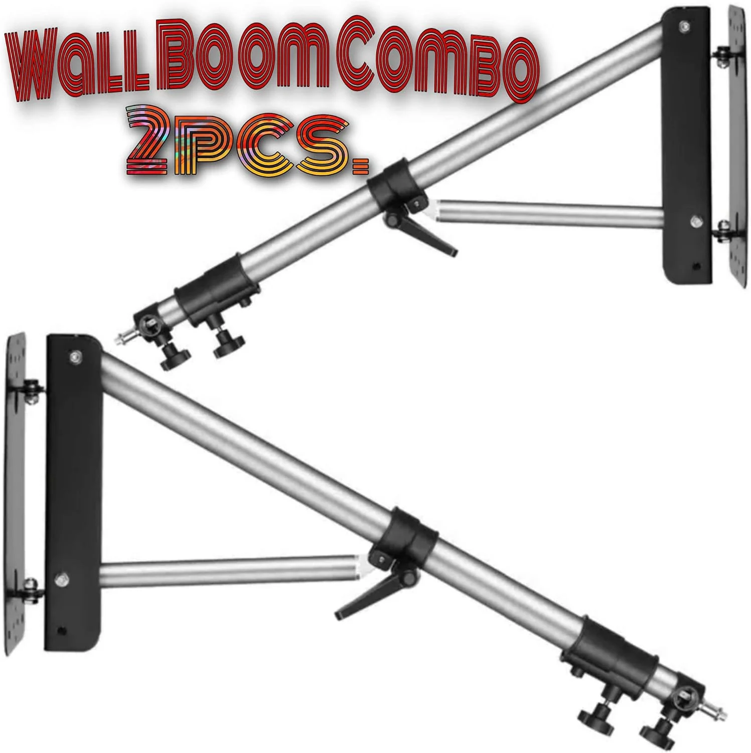 بازوی بوم دیواری VTS با پایه مثلثی برای استودیوی عکاسی، استودیوی فیلمبرداری، نور استروب، مونو لایت، سافت باکس، چتر، رفلکتور (فلز آلومینیوم - بسته 2 عددی)