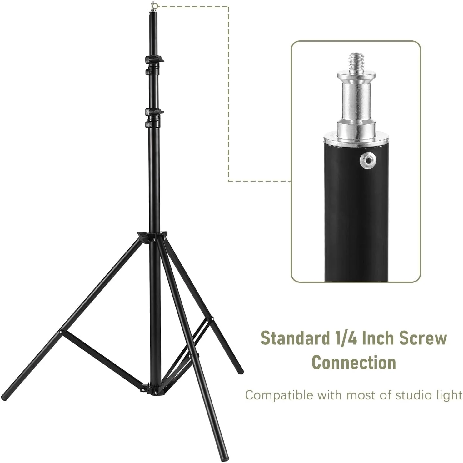 پایه نور عکاسی فلزی سنگین با پیچ 1/4 اینچی، حداکثر ارتفاع 280 سانتی متر، مناسب برای سافت باکس استودیویی، مونو لایت و فلاش ویدئویی پایه نور عکاسی فلزی سنگین با پیچ 1/4 اینچی، حداکثر ارتفاع 280 سانتی متر، مناسب برای سافت باکس استودیویی، مونو لایت و فلاش ویدئویی