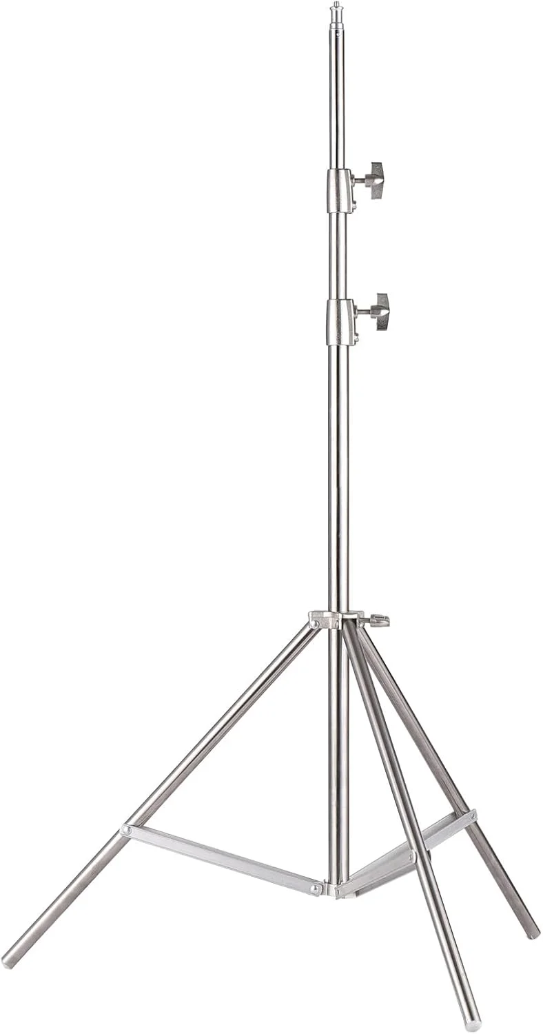 پایه نور فلزی قابل تنظیم پپیسکی 2M79in با پیچ 14 اینچی، استیل ضد زنگ، 2 قسمتی، قابل تنظیم، ظرفیت بار 10 کیلوگرم22 برای استودیوی عکاسی، نور ویدئویی LED، چتر، رینگ لایت، سافت باکس