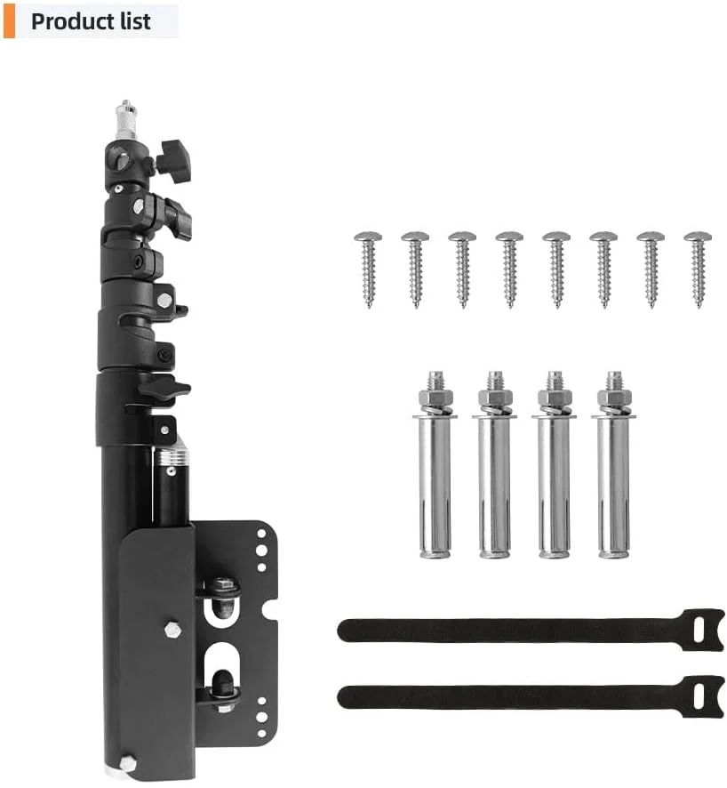 بازوی بوم مثلثی فلزی نصب شده روی دیوار Pepisky برای نور استروب عکاسی، مونو لایت، سافت باکس، رفلکتور، رینگ لایت، قابل تنظیم 180 درجه، حداکثر طول 100 سانتی متر