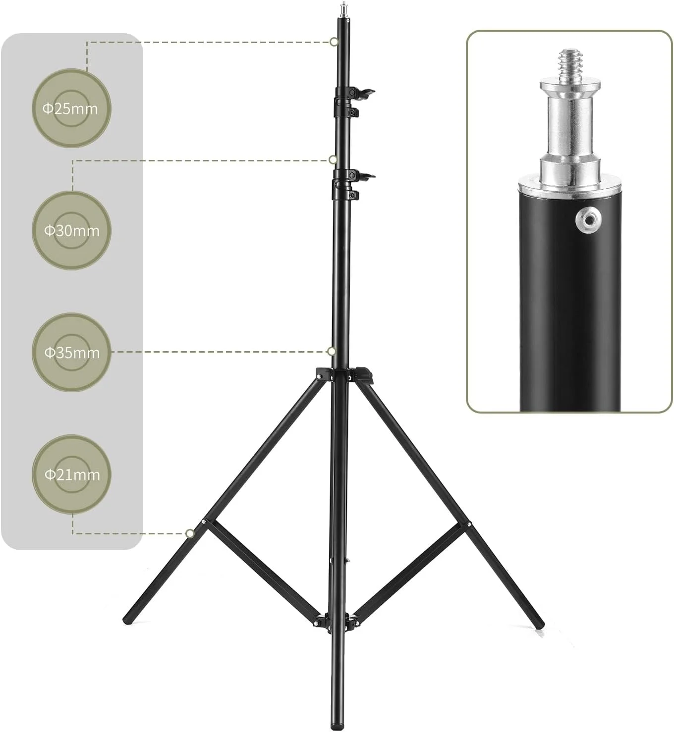 پایه نورپردازی سنگین پپیسکی، حداکثر ارتفاع 280 سانتی متر با پیچ 1/4 اینچی برای استودیو، سافت باکس، مونو لایت، نور ویدئو و فلاش پایه نورپردازی سنگین پپیسکی، حداکثر ارتفاع 280 سانتی متر با پیچ 1/4 اینچی برای استودیو، سافت باکس، مونو لایت، نور ویدئو و فلاش