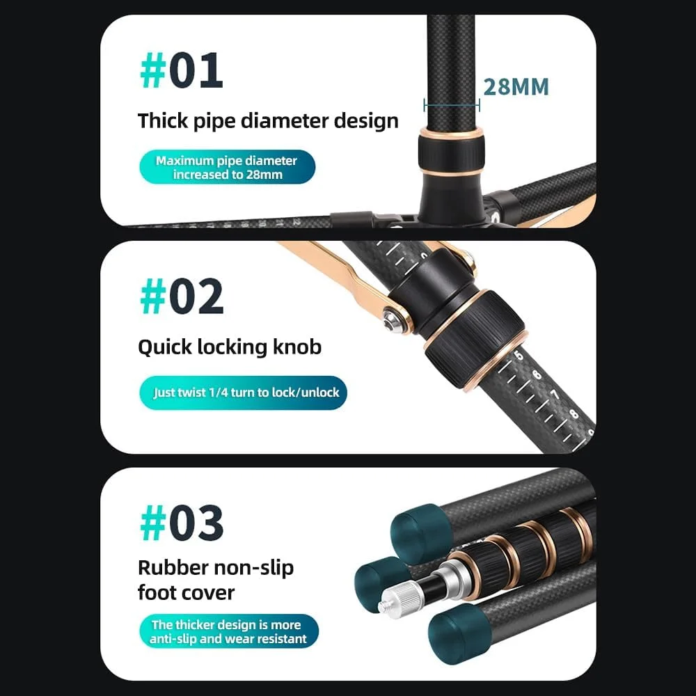 پایه نور ویدئویی قابل تنظیم پپیسکی 252 سانتیمتری از جنس فیبر کربن، 4 قسمتی، با ظرفیت بارگیری 6 کیلوگرم، به همراه ستون مرکزی جداشدنی و پیچ 1/4 و 3/8 اینچی برای نور LED و فلاش پایه نور ویدئویی قابل تنظیم پپیسکی 252 سانتیمتری از جنس فیبر کربن، 4 قسمتی، با ظرفیت بارگیری 6 کیلوگرم، به همراه ستون مرکزی جداشدنی و پیچ 1/4 و 3/8 اینچی برای نور LED و فلاش