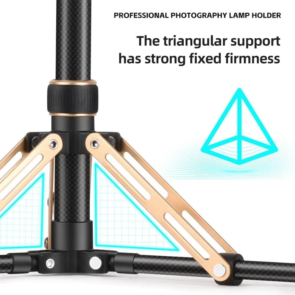 پایه نور ویدئویی قابل حمل پپیسکی 222 سانتی‌متری، پایه سه‌پایه فیبر کربنی 5 قسمتی قابل تنظیم با ظرفیت بار 3 کیلوگرم، دارای ستون مرکزی جداشدنی با پیچ 1/4 اینچ و 3/8 اینچ برای نور ویدئویی LED و فلاش