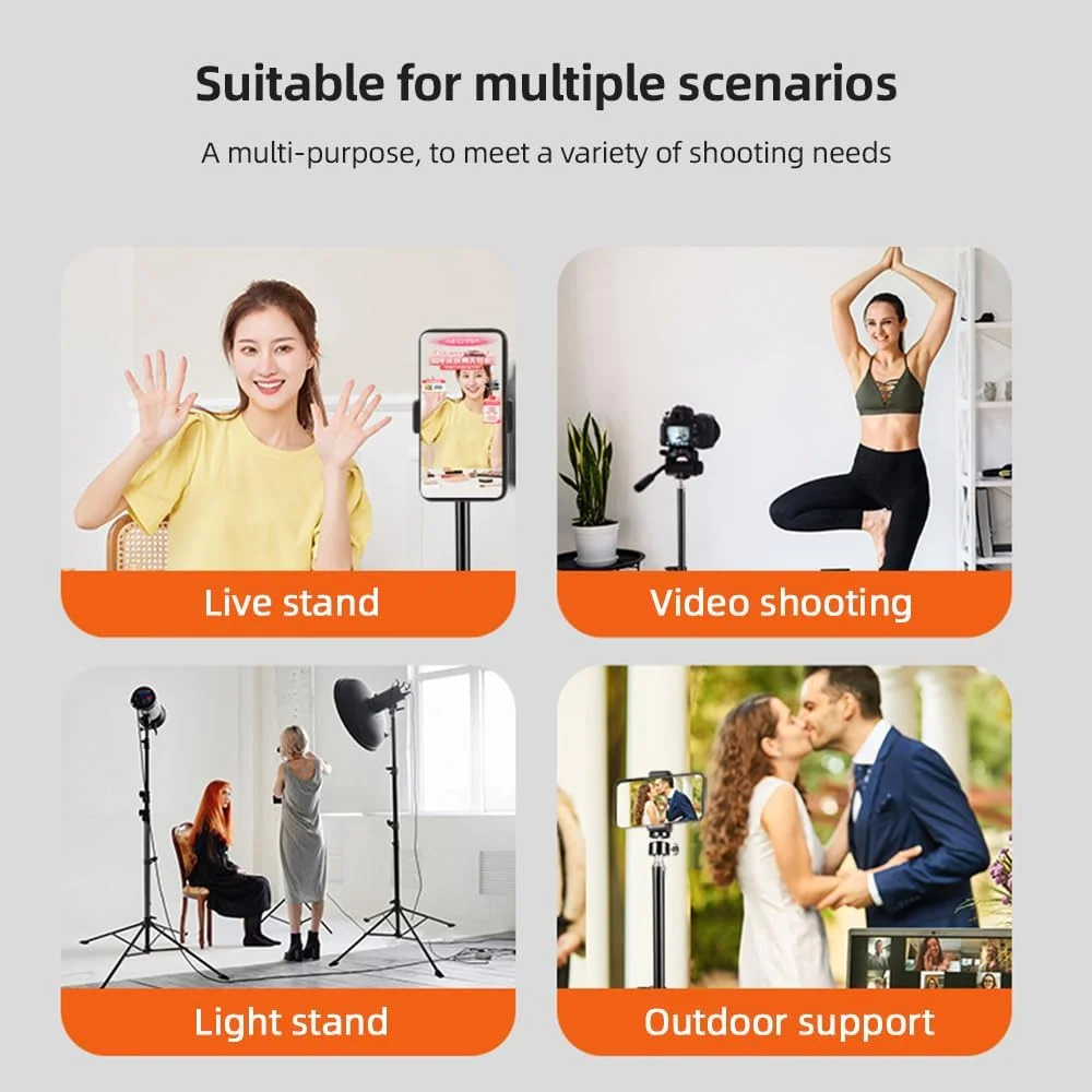 پایه نور فلزی 4 پایه پپیسکی 200 سانتی متری با قابلیت تنظیم ارتفاع، دارای پیچ 1/4 اینچی برای رفلکتور استودیویی، سافت باکس، نور LED ویدئویی، رینگ لایت و لوازم جانبی عکاسی