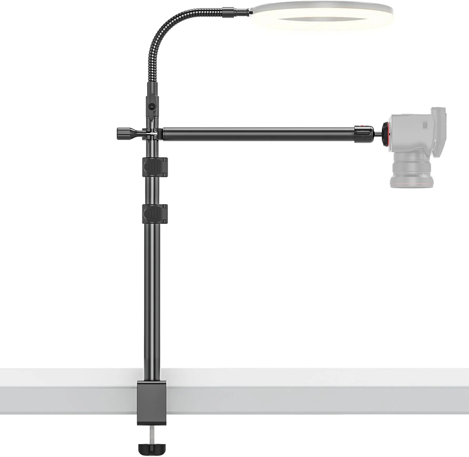 پایه رومیزی دوربین، پایه نور رومیزی قابل تنظیم 34-108 سانتیمتری، پایه گیره C، پایه رومیزی وبکم با سر توپی پیچ ¼ اینچی، بازوی گردنی دوربین برای نور/وبکم/دوربینهای کوچک پایه رومیزی دوربین، پایه نور رومیزی قابل تنظیم 34-108 سانتیمتری، پایه گیره C، پایه رومیزی وبکم با سر توپی پیچ ¼ اینچی، بازوی گردنی دوربین برای نور/وبکم/دوربینهای کوچک