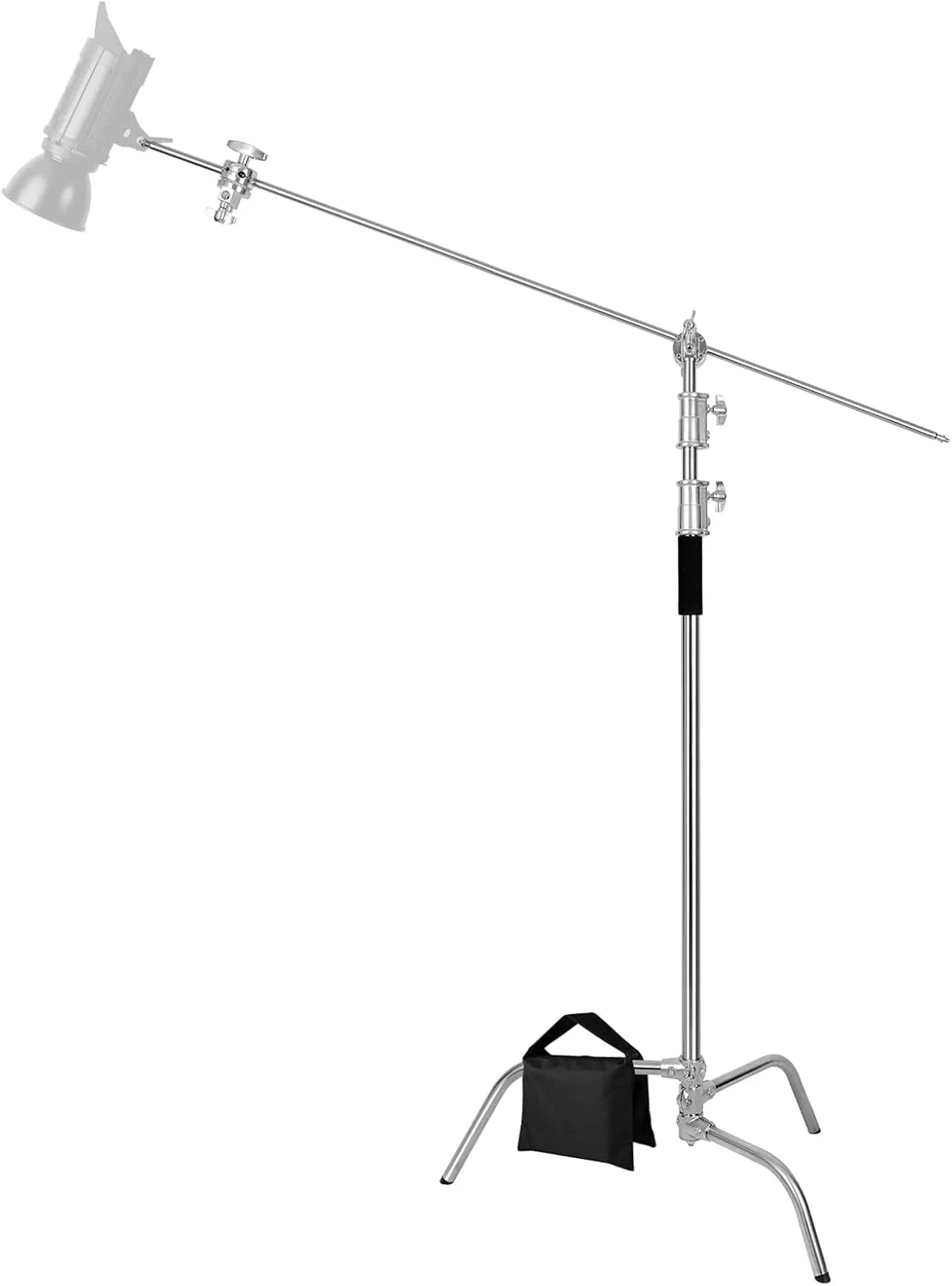 پایه C استیل ضد زنگ با بازوی بوم، حداکثر ارتفاع 330 سانتی متر، پایه نورپردازی سنگین برای عکاسی با بازوی نگهدارنده 128 سانتی متری، 2 عدد سر گیره، کیسه شن برای استودیو عکس، فیلم، سافت باکس پایه C استیل ضد زنگ با بازوی بوم، حداکثر ارتفاع 330 سانتی متر، پایه نورپردازی سنگین برای عکاسی با بازوی نگهدارنده 128 سانتی متری، 2 عدد سر گیره، کیسه شن برای استودیو عکس، فیلم، سافت باکس