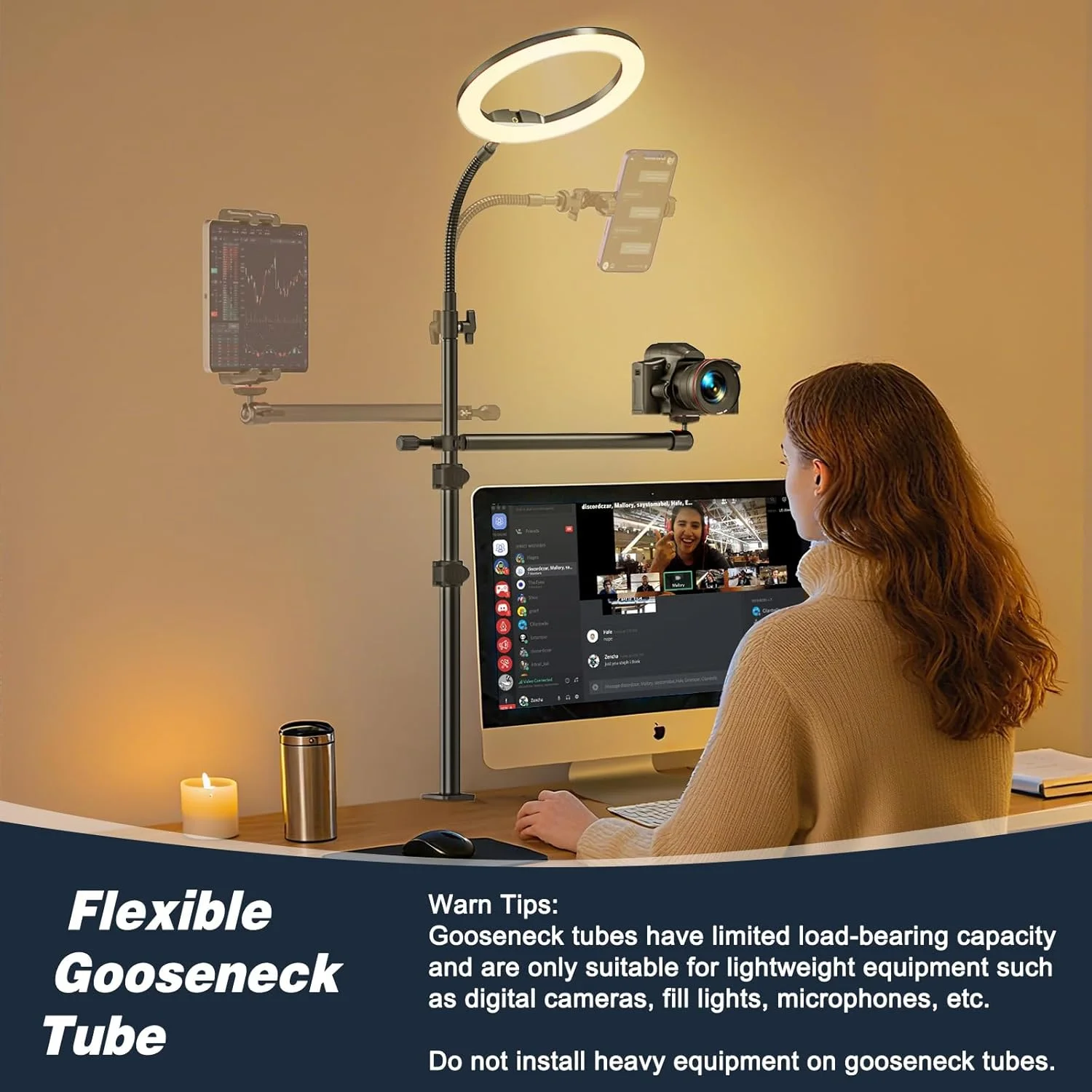 پایه رومیزی دوربین، پایه نور رومیزی قابل تنظیم 34-108 سانتیمتری، پایه گیره C، پایه رومیزی وبکم با سر توپی پیچ ¼ اینچی، بازوی گردنی دوربین برای نور/وبکم/دوربینهای کوچک پایه رومیزی دوربین، پایه نور رومیزی قابل تنظیم 34-108 سانتیمتری، پایه گیره C، پایه رومیزی وبکم با سر توپی پیچ ¼ اینچی، بازوی گردنی دوربین برای نور/وبکم/دوربینهای کوچک