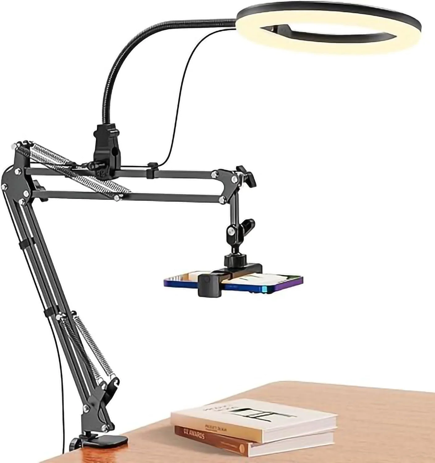 پایه موبایل با رینگ لایت 10 اینچی، بازوی فلزی، سر توپی 1/4 اینچی برای پایه رومیزی دوربین، پایه ویدیویی بالای سر برای اتاق خواب، سازگار با GoPro، موبایل، دوربین (10 اینچ با رینگ لایت) پایه موبایل با رینگ لایت 10 اینچی، بازوی فلزی، سر توپی 1/4 اینچی برای پایه رومیزی دوربین، پایه ویدیویی بالای سر برای اتاق خواب، سازگار با GoPro، موبایل، دوربین (10 اینچ با رینگ لایت)