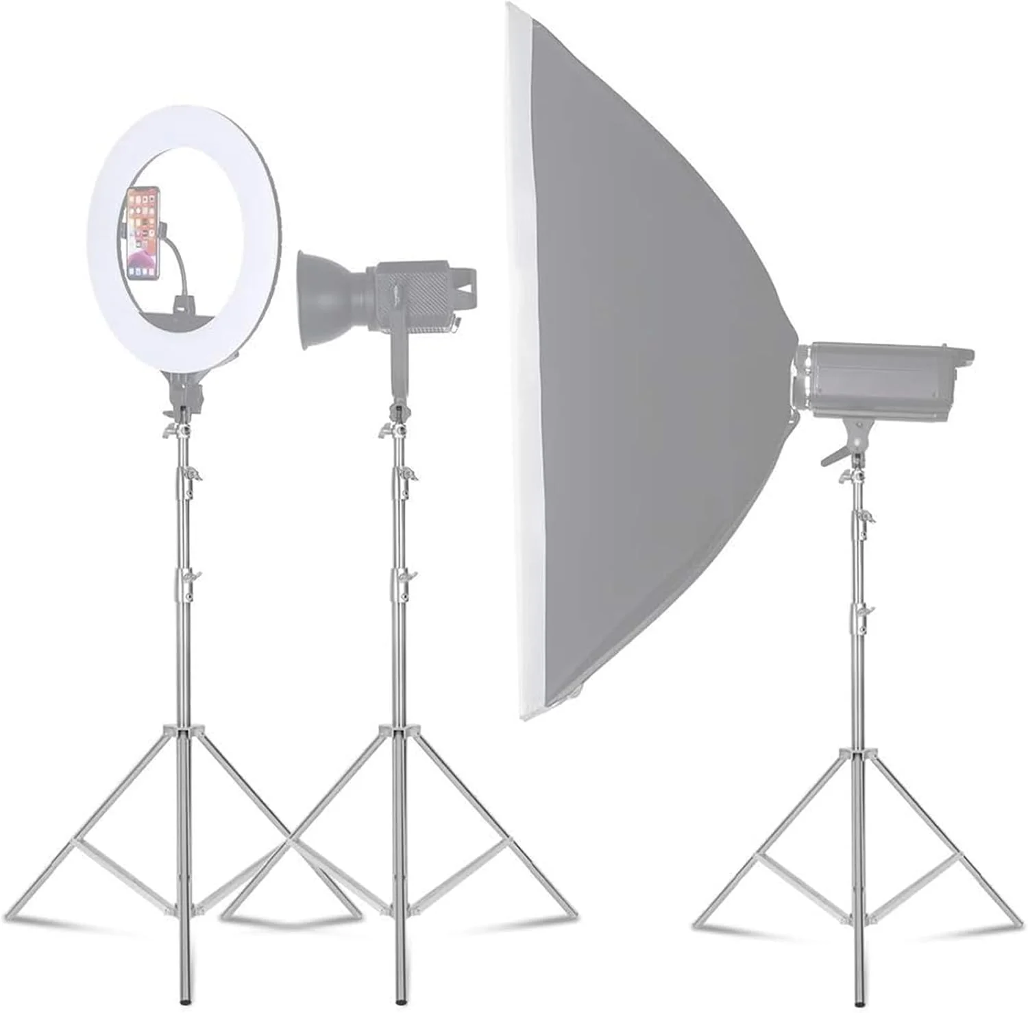 پایه نورپردازی استیل MOTIM، سه پایه مقاوم و قابل تنظیم برای نور ویدئویی، فلاش، رفلکتور پایه نورپردازی استیل MOTIM، سه پایه مقاوم و قابل تنظیم برای نور ویدئویی، فلاش، رفلکتور
