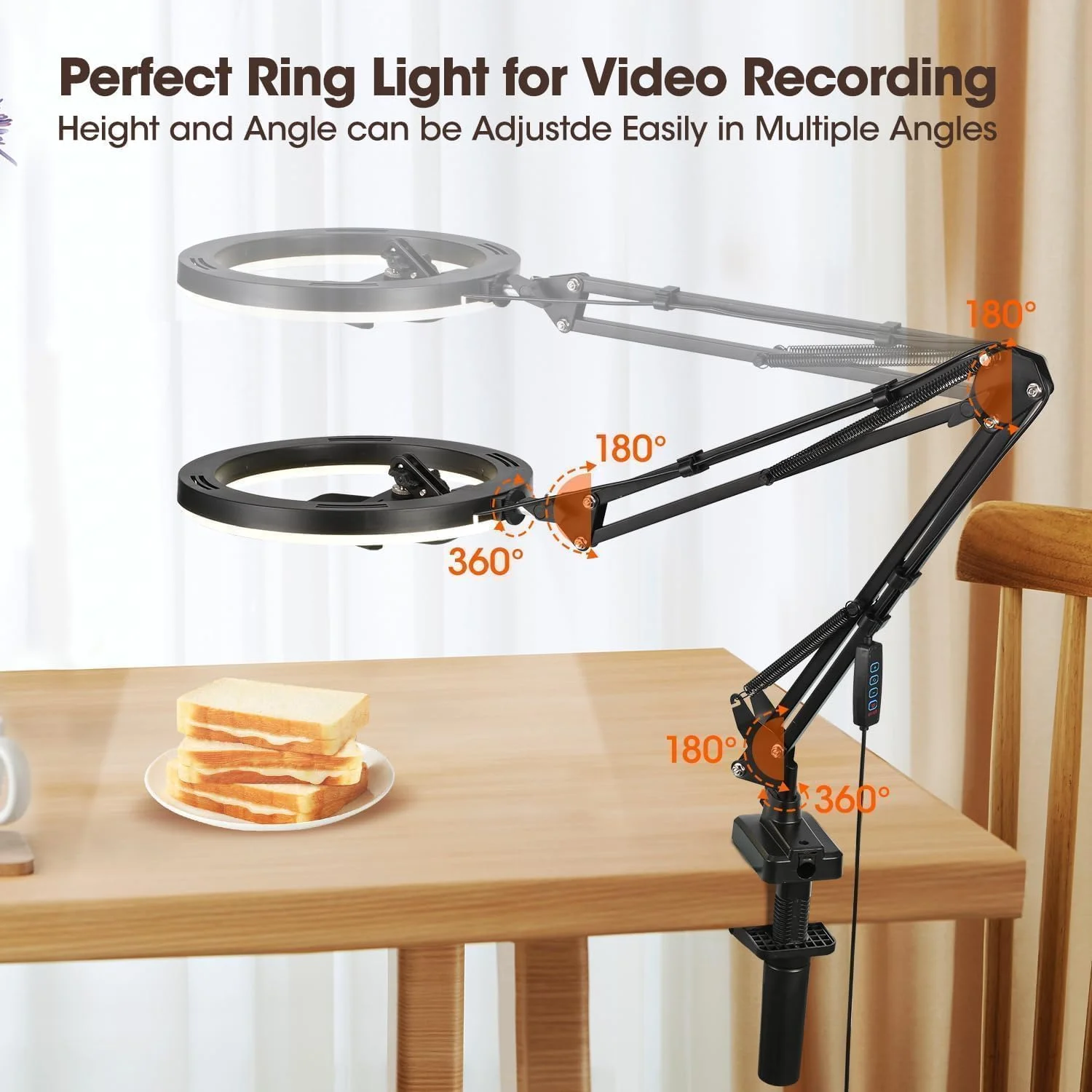 پایه موبایل با رینگ لایت 10 اینچی، بازوی فلزی، سر توپی 1/4 اینچی برای پایه رومیزی دوربین، پایه ویدیویی بالای سر برای اتاق خواب، سازگار با GoPro، موبایل، دوربین (10 اینچ با رینگ لایت) پایه موبایل با رینگ لایت 10 اینچی، بازوی فلزی، سر توپی 1/4 اینچی برای پایه رومیزی دوربین، پایه ویدیویی بالای سر برای اتاق خواب، سازگار با GoPro، موبایل، دوربین (10 اینچ با رینگ لایت)