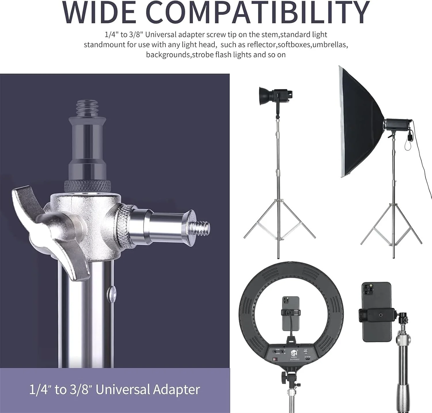 پایه نورپردازی استیل MOTIM، سه پایه مقاوم و قابل تنظیم برای نور ویدئویی، فلاش، رفلکتور پایه نورپردازی استیل MOTIM، سه پایه مقاوم و قابل تنظیم برای نور ویدئویی، فلاش، رفلکتور