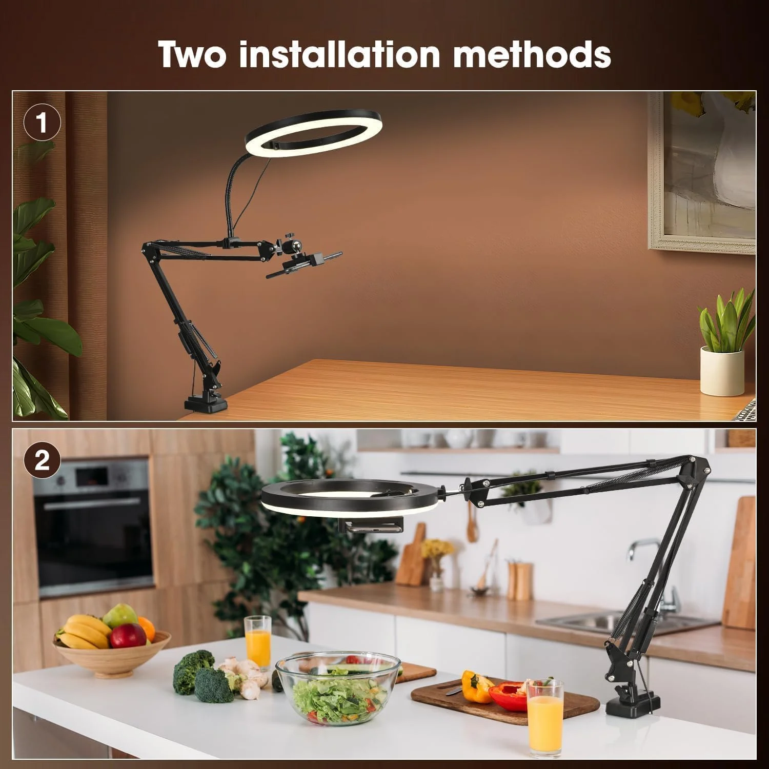 پایه موبایل با رینگ لایت 10 اینچی، بازوی فلزی، سر توپی 1/4 اینچی برای پایه رومیزی دوربین، پایه ویدیویی بالای سر برای اتاق خواب، سازگار با GoPro، موبایل، دوربین (10 اینچ با رینگ لایت) پایه موبایل با رینگ لایت 10 اینچی، بازوی فلزی، سر توپی 1/4 اینچی برای پایه رومیزی دوربین، پایه ویدیویی بالای سر برای اتاق خواب، سازگار با GoPro، موبایل، دوربین (10 اینچ با رینگ لایت)