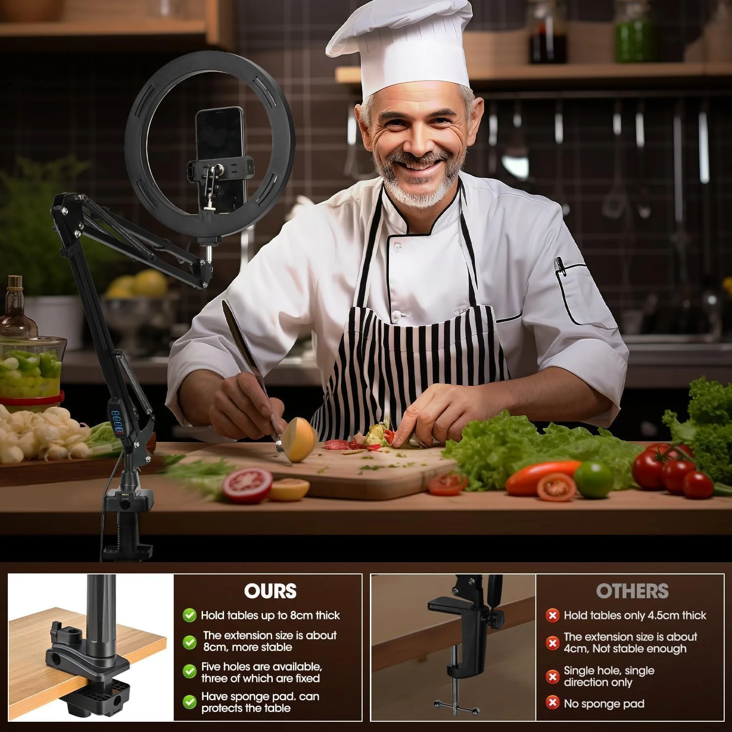 پایه موبایل با رینگ لایت 10 اینچی، بازوی فلزی، سر توپی 1/4 اینچی برای پایه رومیزی دوربین، پایه ویدیویی بالای سر برای اتاق خواب، سازگار با GoPro، موبایل، دوربین (10 اینچ با رینگ لایت) پایه موبایل با رینگ لایت 10 اینچی، بازوی فلزی، سر توپی 1/4 اینچی برای پایه رومیزی دوربین، پایه ویدیویی بالای سر برای اتاق خواب، سازگار با GoPro، موبایل، دوربین (10 اینچ با رینگ لایت)