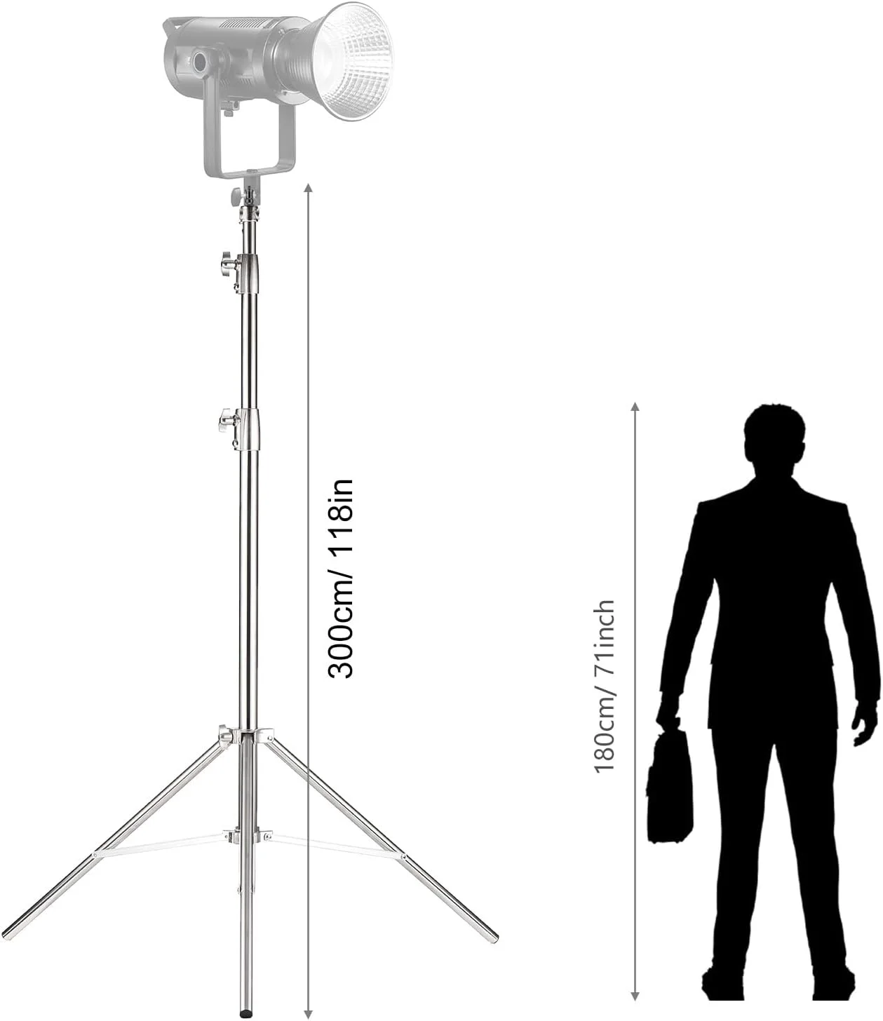 پایه نور استیل ضد زنگ، سه پایه عکاسی سنگین با آداپتور پیچ 1/4 به 3/8 برای نور استروب LED ویدئو پایه نور استیل ضد زنگ، سه پایه عکاسی سنگین با آداپتور پیچ 1/4 به 3/8 برای نور استروب LED ویدئو