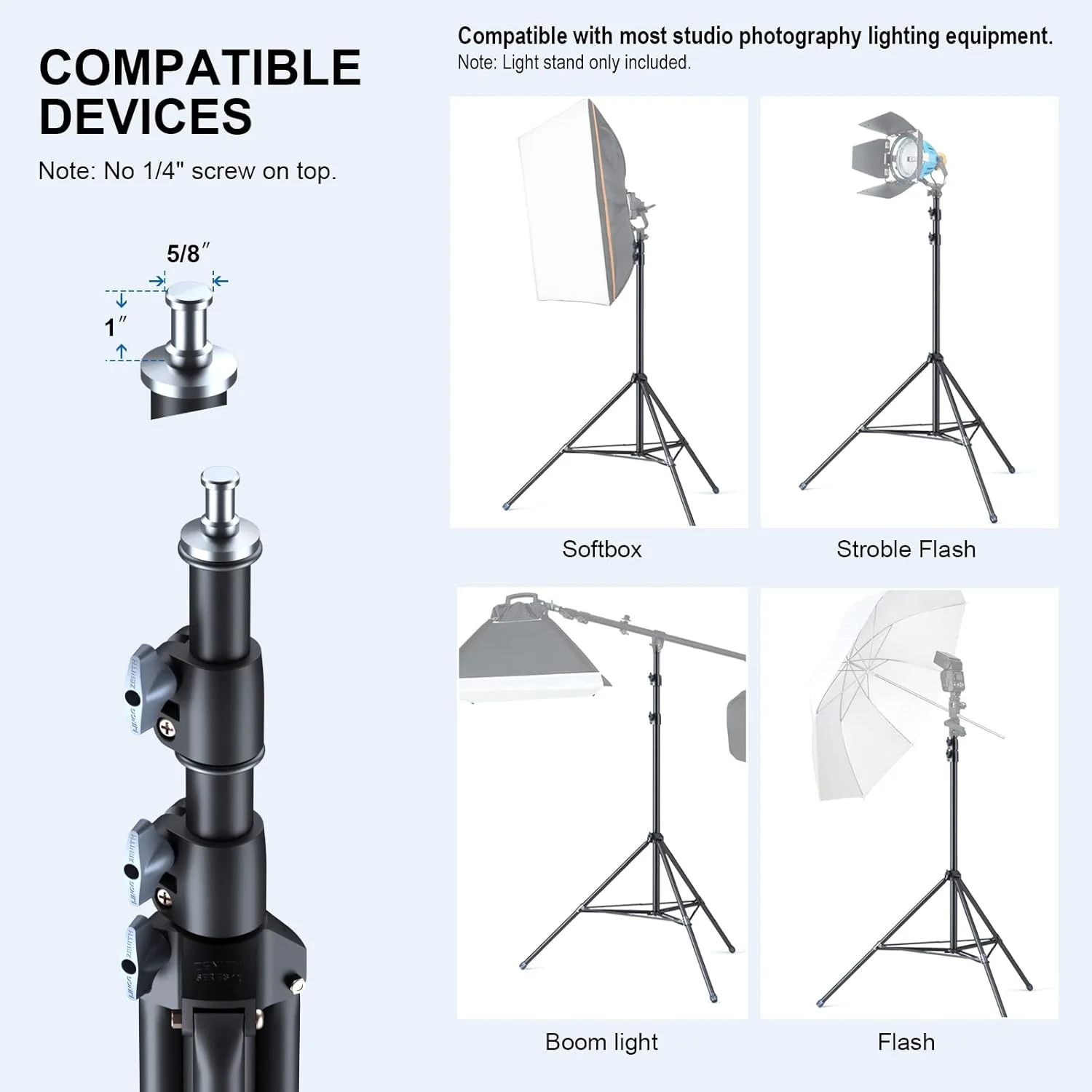 پایه نور سنگین و مقاوم استودیویی لینکو Zenith 9 فوت مدل 8909H به همراه میله های نگهدارنده اضافی