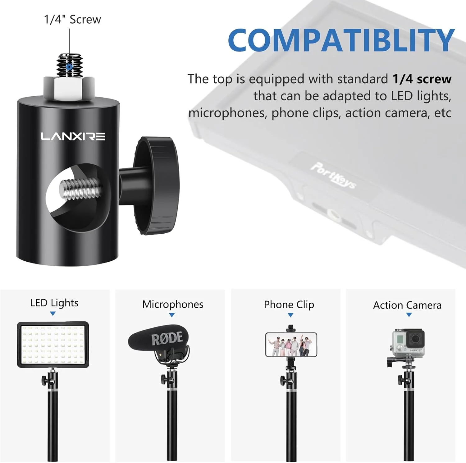 آداپتور اتصال پایه نور با پیچ 1/4 اینچی، آداپتور نوک پایه نور چند منظوره - مبدل آداپتور سریع برای پایه مانیتور استودیو، اتصال دوربین، پایه نور عکاسی استودیو آداپتور اتصال پایه نور با پیچ 1/4 اینچی، آداپتور نوک پایه نور چند منظوره - مبدل آداپتور سریع برای پایه مانیتور استودیو، اتصال دوربین، پایه نور عکاسی استودیو