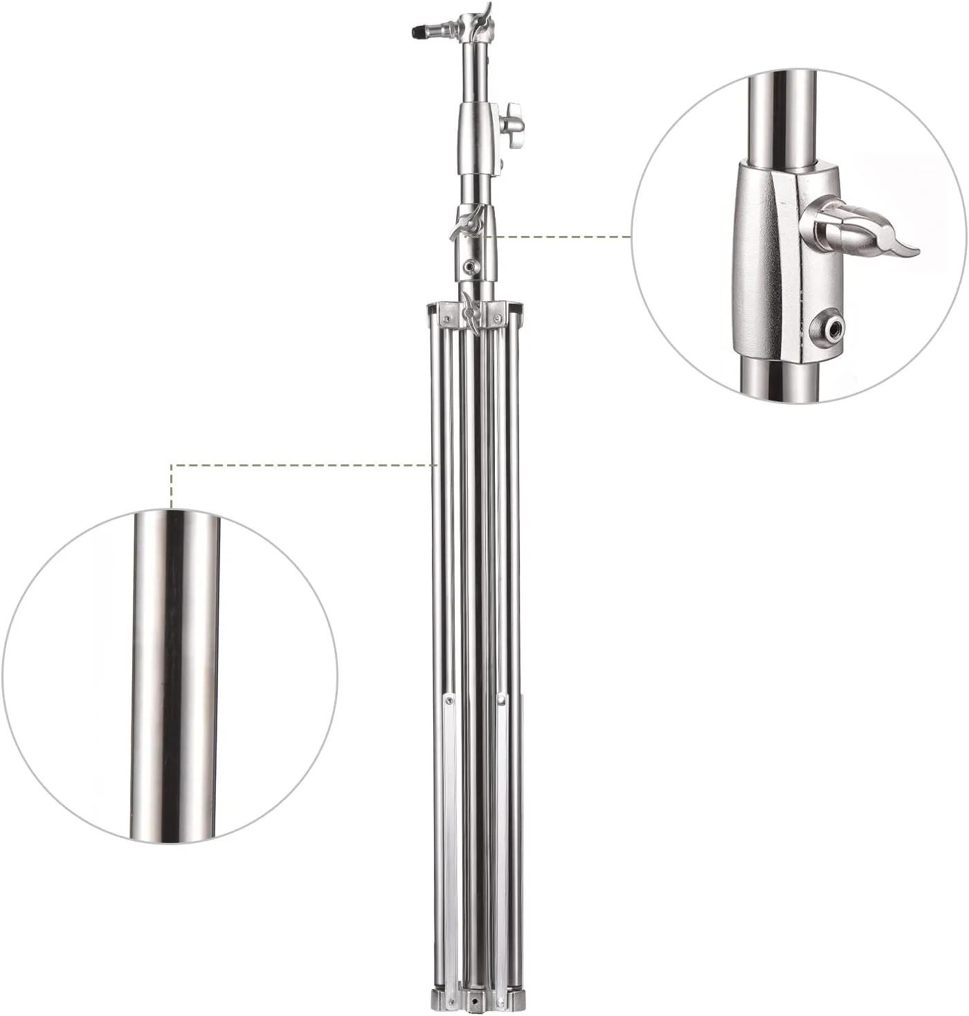 پایه نورپردازی سنگین لابی موس، استیل ضد زنگ، حداکثر ارتفاع 280 سانتی متر، با پیچ 1/4 و 3/8 اینچ برای سافت باکس استودیویی، مونو لایت، نور ویدئویی و فلاش پایه نورپردازی سنگین لابی موس، استیل ضد زنگ، حداکثر ارتفاع 280 سانتی متر، با پیچ 1/4 و 3/8 اینچ برای سافت باکس استودیویی، مونو لایت، نور ویدئویی و فلاش